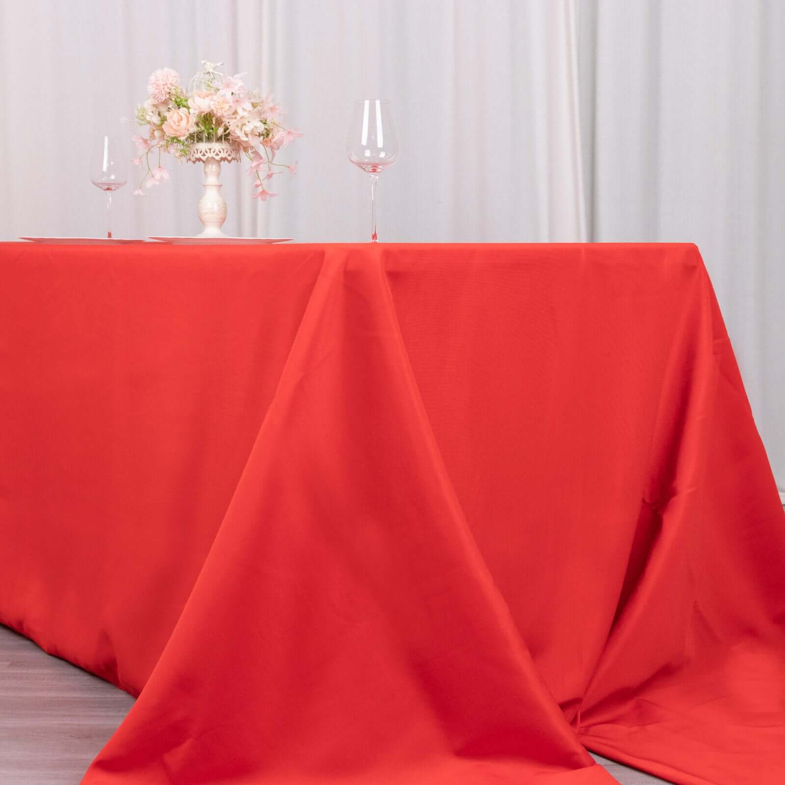 Premium Polyester 90x156 Rectangle Tablecloth Red - Seamless 220GSM Stain-Resistant Table Cover