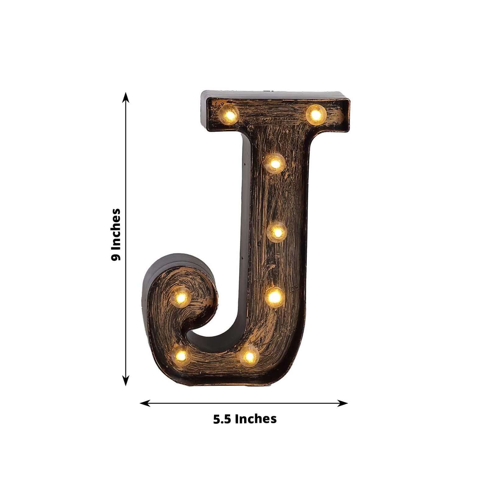 LED Marquee Letter J Industrial Style Antique Black - Light-Up Alphabet Sign for Weddings & Displays 9