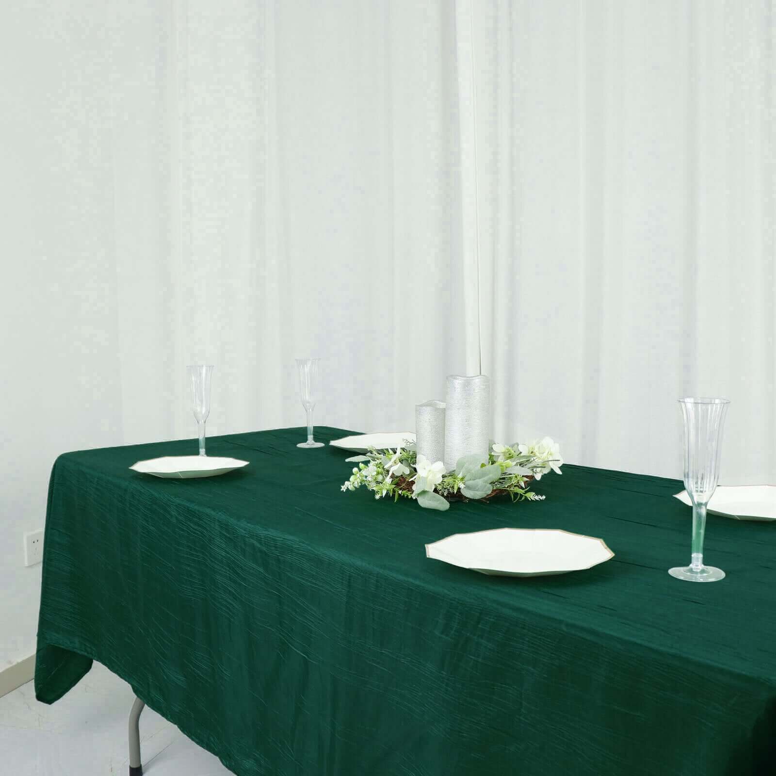 Taffeta 60x102 Rectangle Tablecloth Hunter Emerald Green - Accordion Crinkle Table Cover