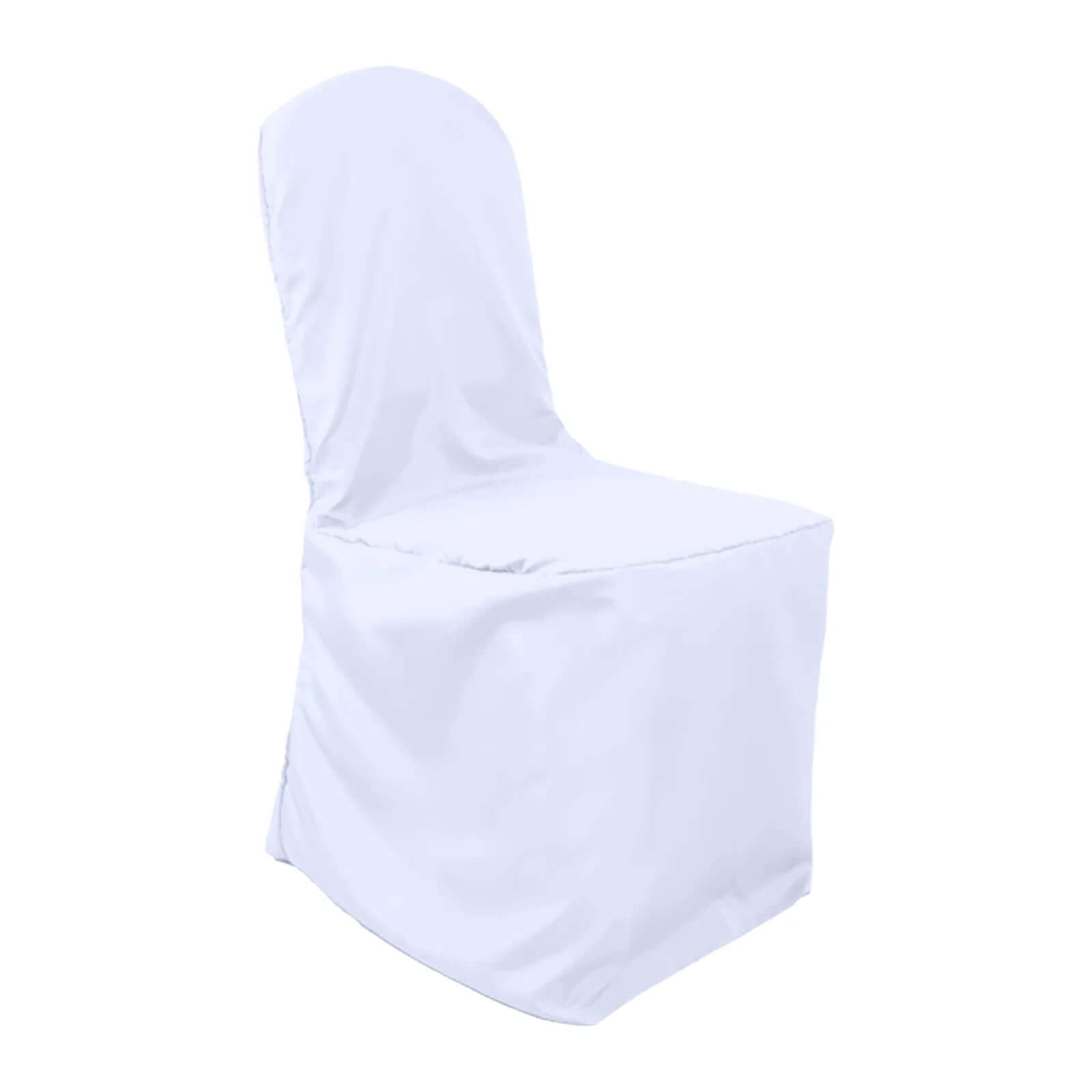 10 Pack Polyester Chair Cover for Banquet Chairs White - Stain-Resistant Reusable Slip-On Slipcover