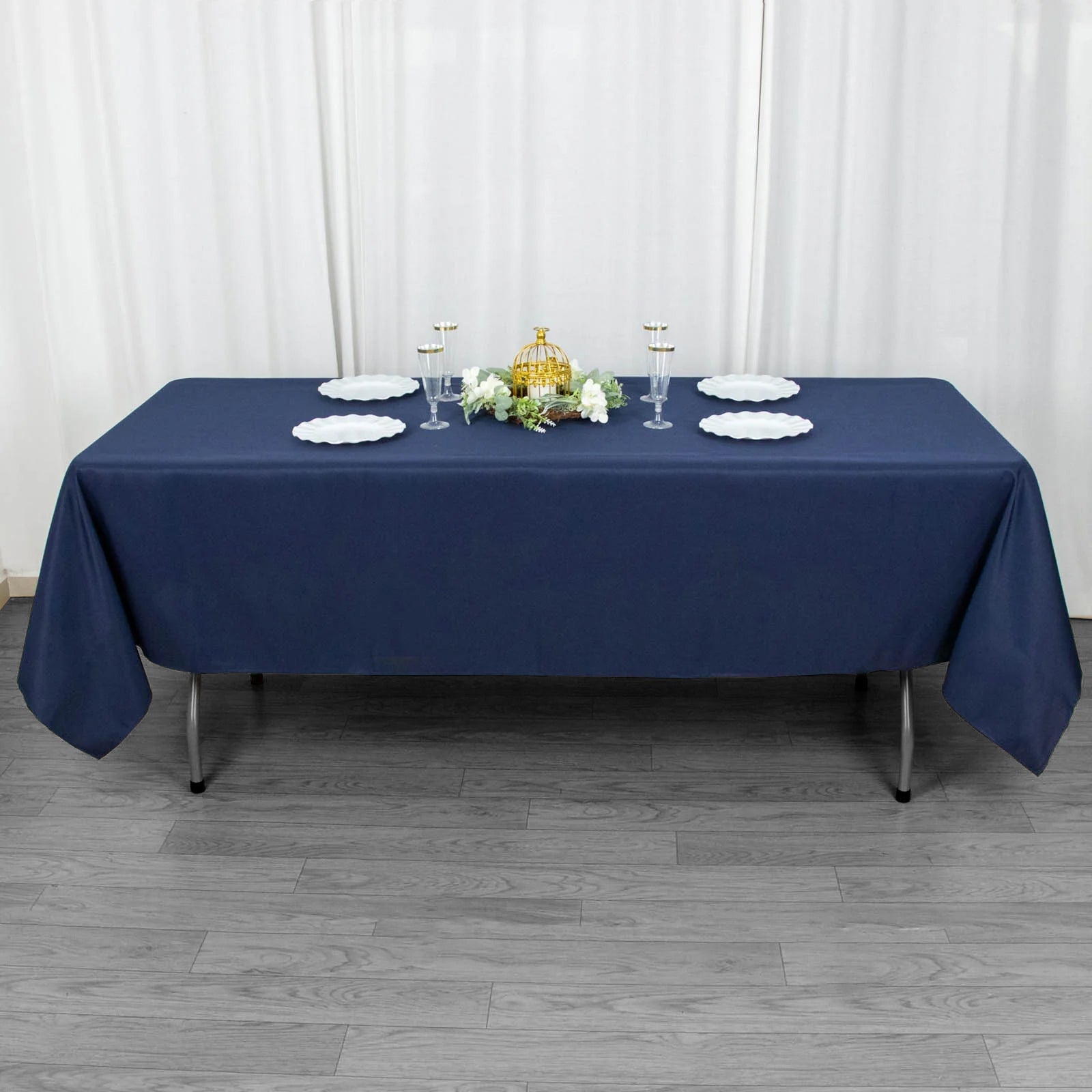 Fire Retardant Premium Polyester 60x102 Rectangular Tablecloth Navy Blue - High-Performance Table Cover