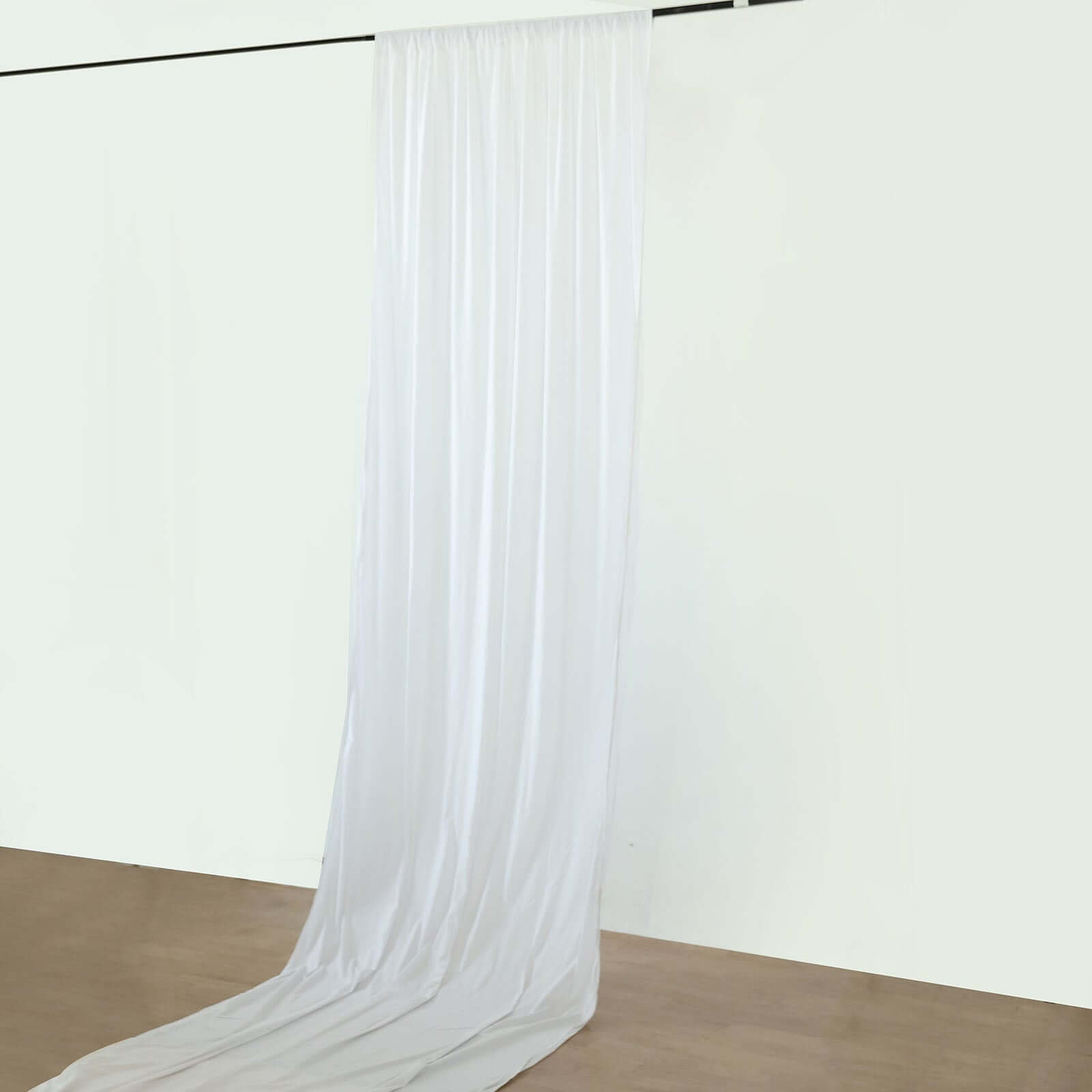 White Scuba Polyester Ceiling Drape Backdrop Curtain Panel, Commercial Grade Fire Retardant Wrinkle Free Draping Fabric With Rod Pockets - 5ftx40ft