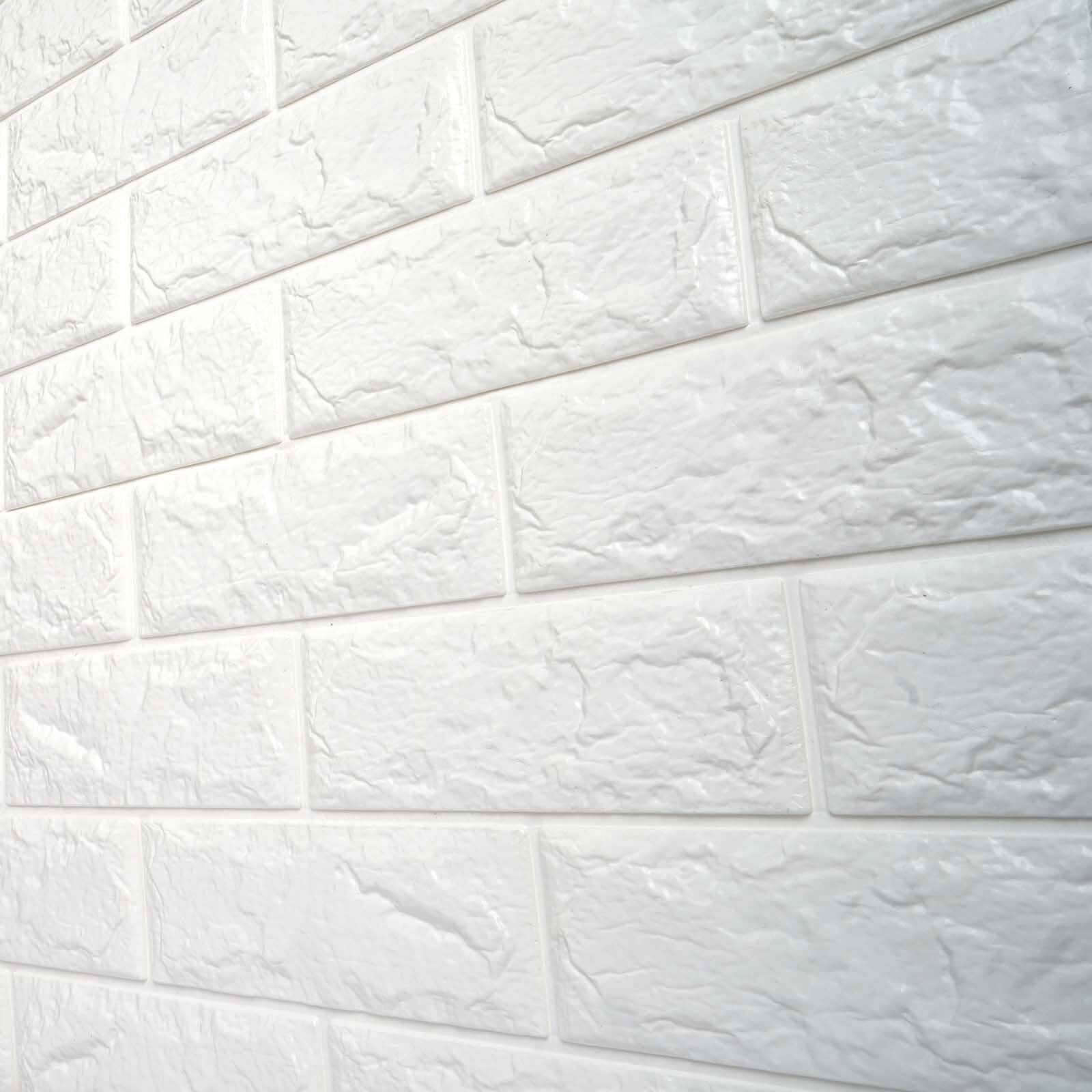 10 Pack White foam Brick Peel And Stick 3D Wall Tile Panels - Covers 58sq.ft