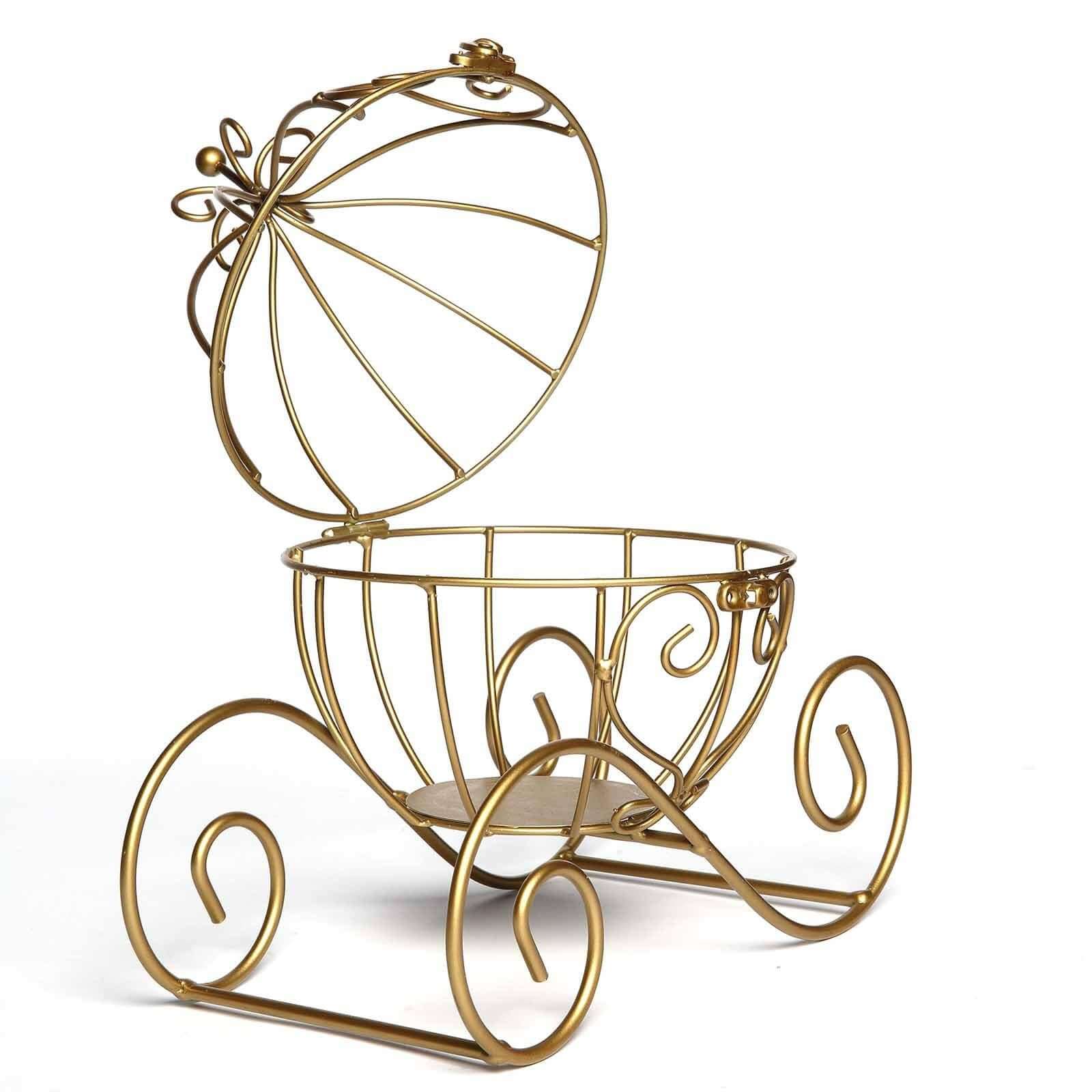 Candle Holder Gold Wrought Iron Cinderella Carriage Card Display - Wedding Table Accent 11