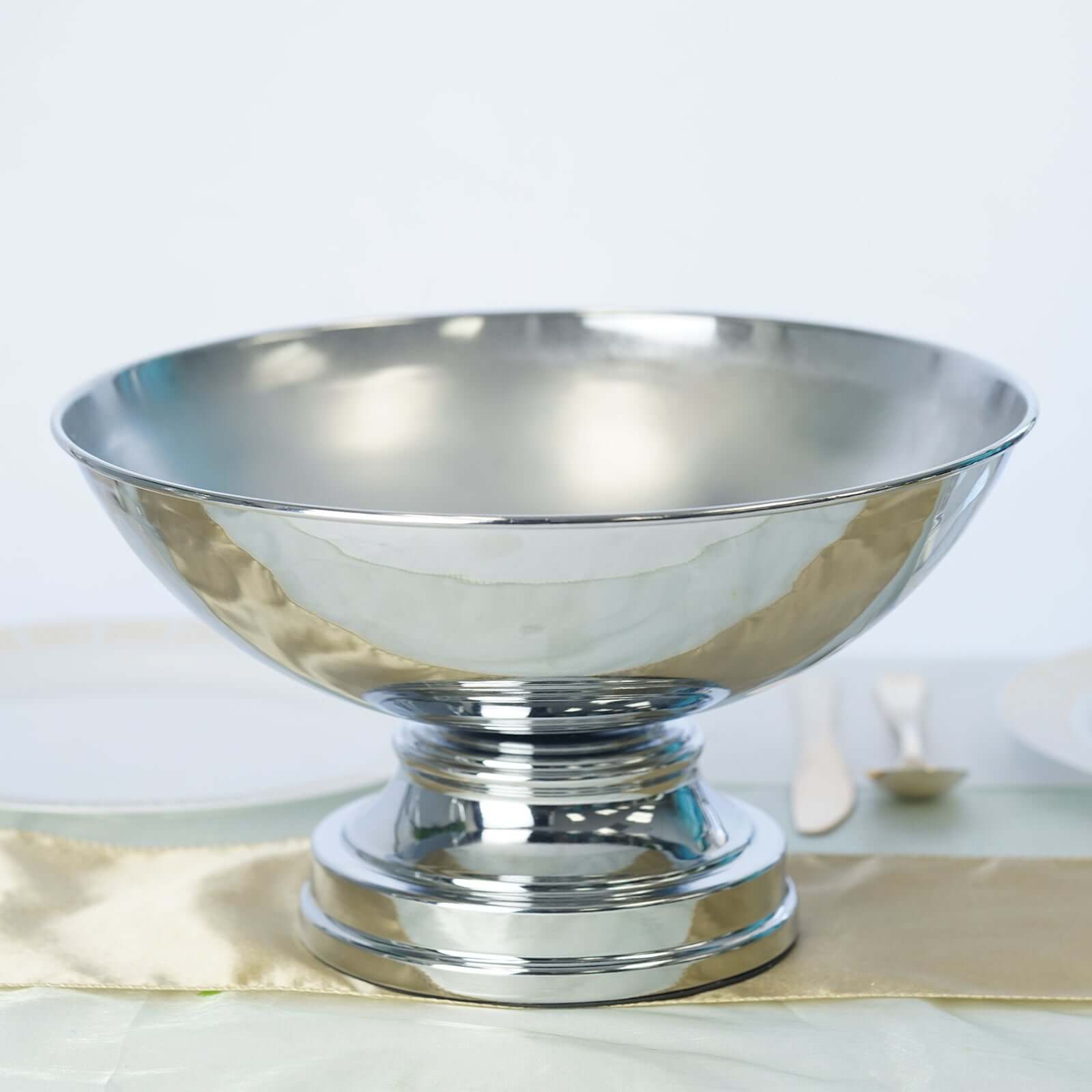 Metal Pedestal Flower Pot Round Design Metallic Silver - Floating Candle Bowl and Display Dish 12