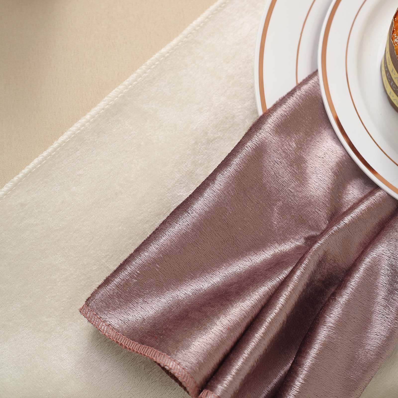 5 Pack Premium Velvet 20x20 Napkins Mauve - Soft Sheen Finish Cloth Napkins