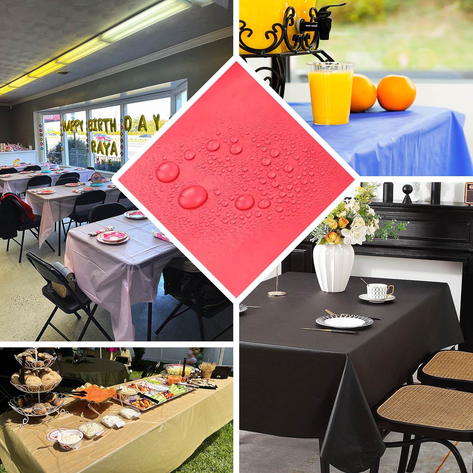 5-Pack Plastic Table Covers Navy Blue Rectangle - Reliable PVC Disposable Covers for Gatherings 54x108