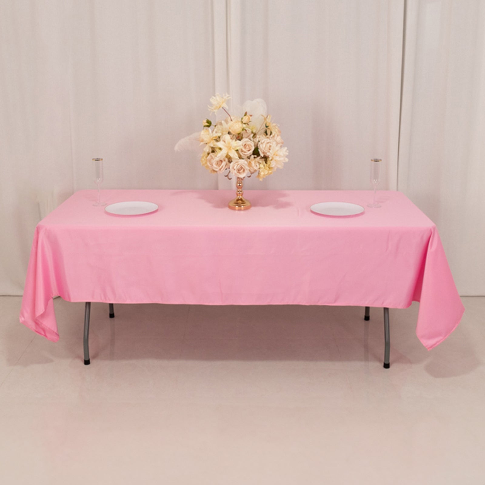Lamour Satin 60x102 Rectangle Tablecloth Pink - Durable & Silky Soft Feel Table Cover