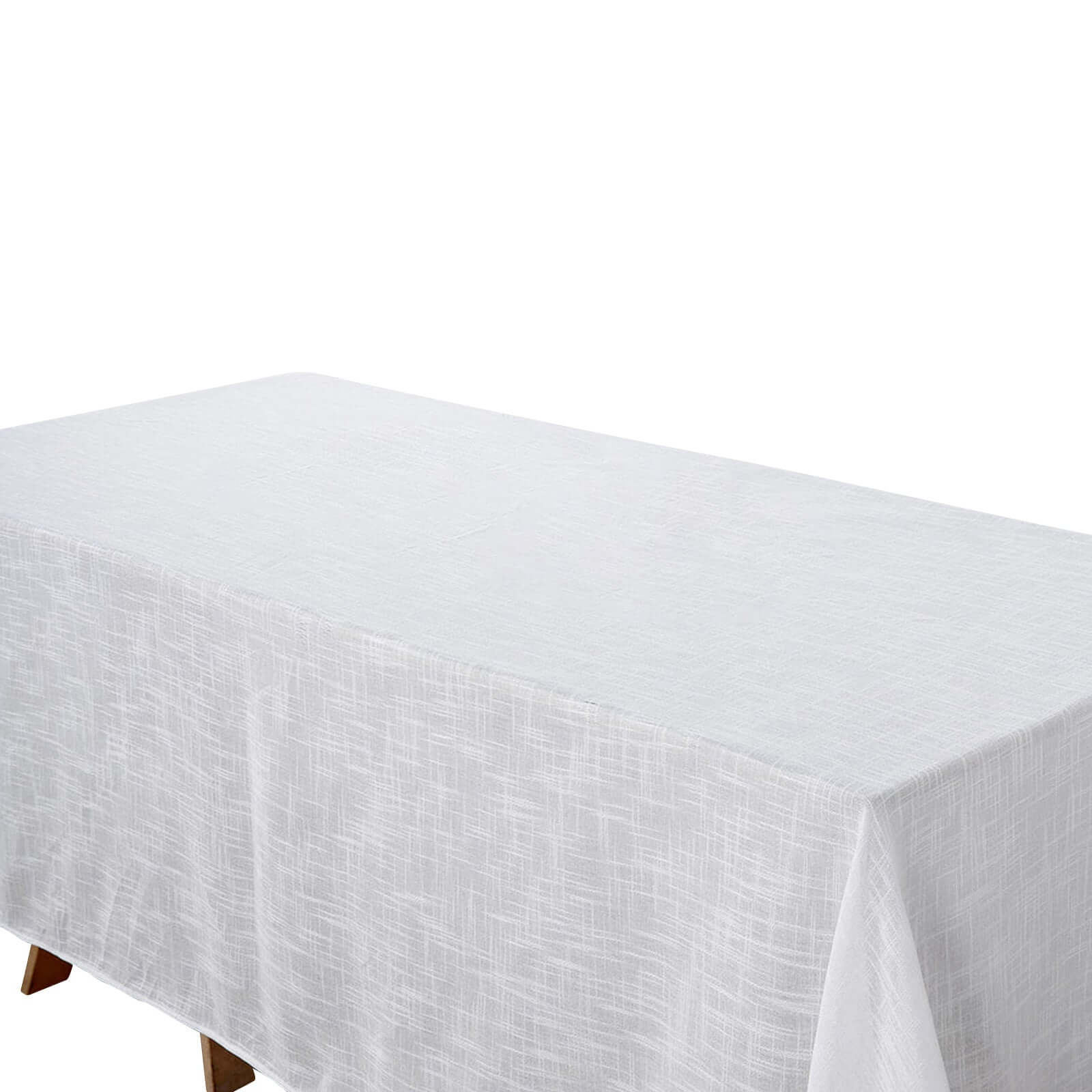 Faux Linen 90x156 Rectangular Tablecloth White - Slubby Texture Wrinkle-Resistant Seamless Table Cover for Weddings and Events