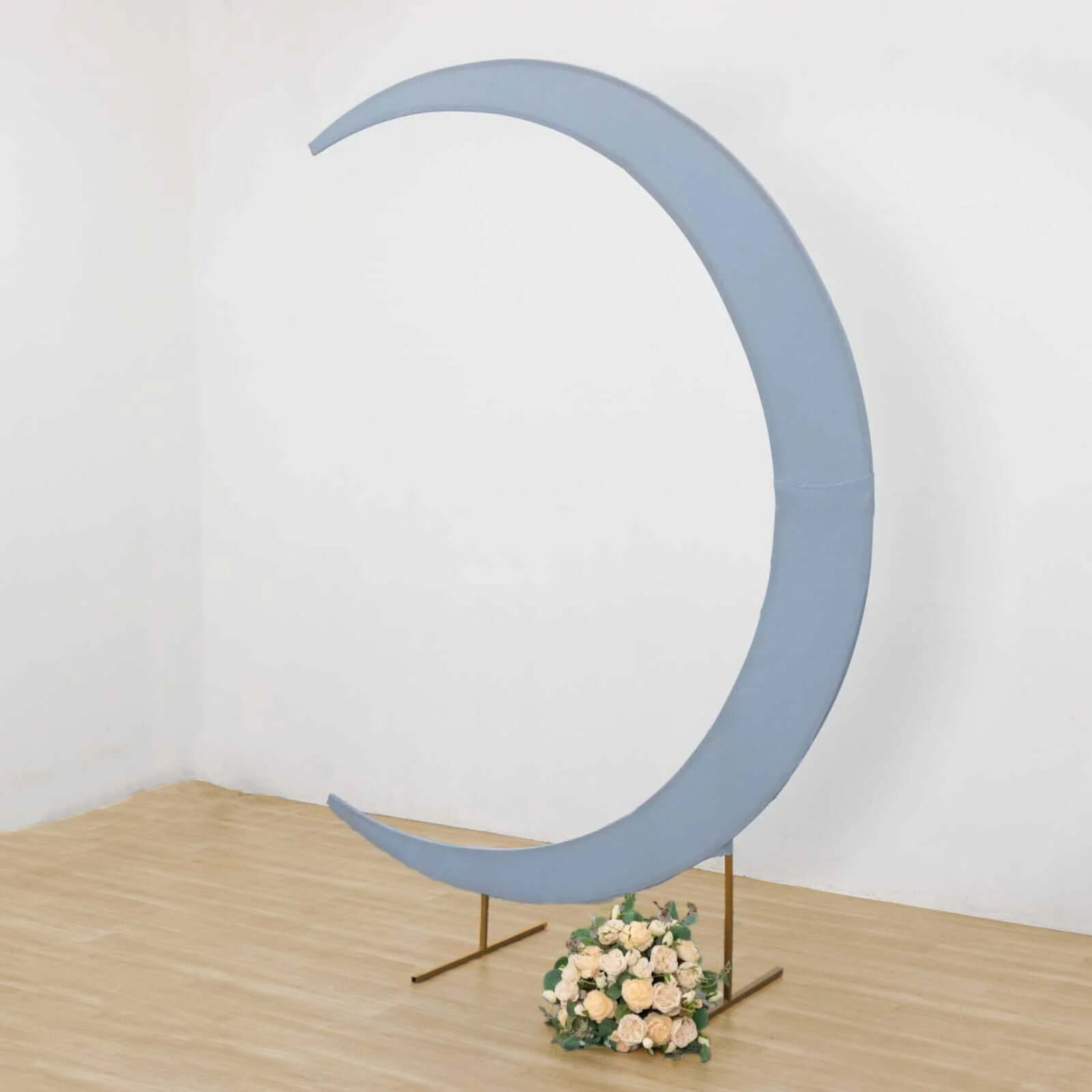 7.5ft Dusty Blue Spandex Crescent Moon Wedding Arch Cover, Custom Fitted Chiara Backdrop Stand Cover