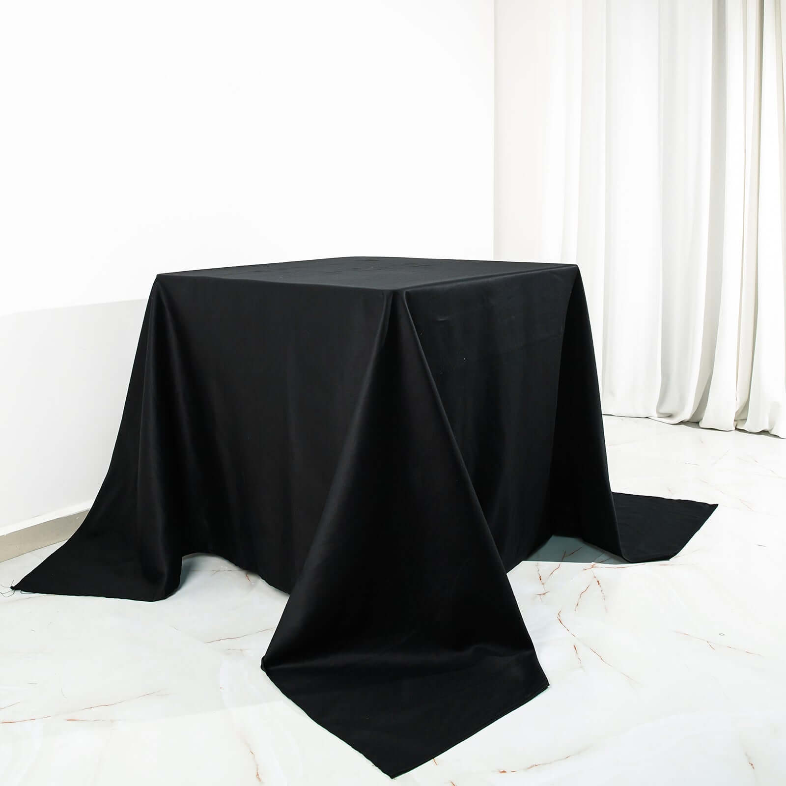 100% Cotton 90x90 Square Tablecloth Black Linen - Soft & Breathable Fabric Table Cover