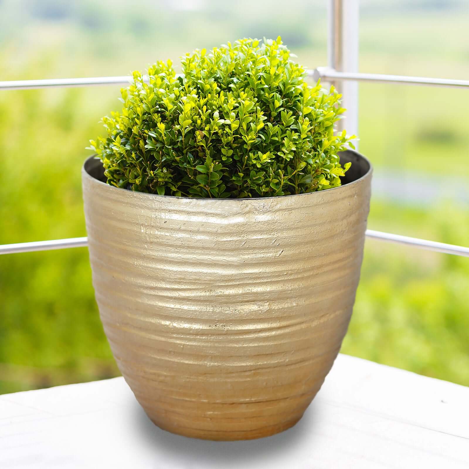 12 Metallic Gold Textured Finish Large Indoor Flower Plant Pot, Decorative Indoor Outdoor Planter