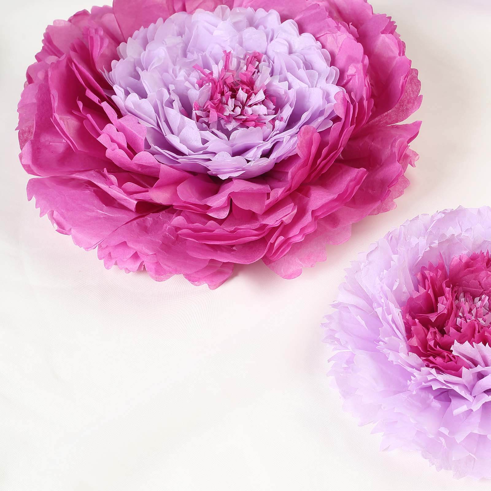 Set of 6 Lavender Giant Carnation 3D Paper Flowers Wall Decor - 12,16,20