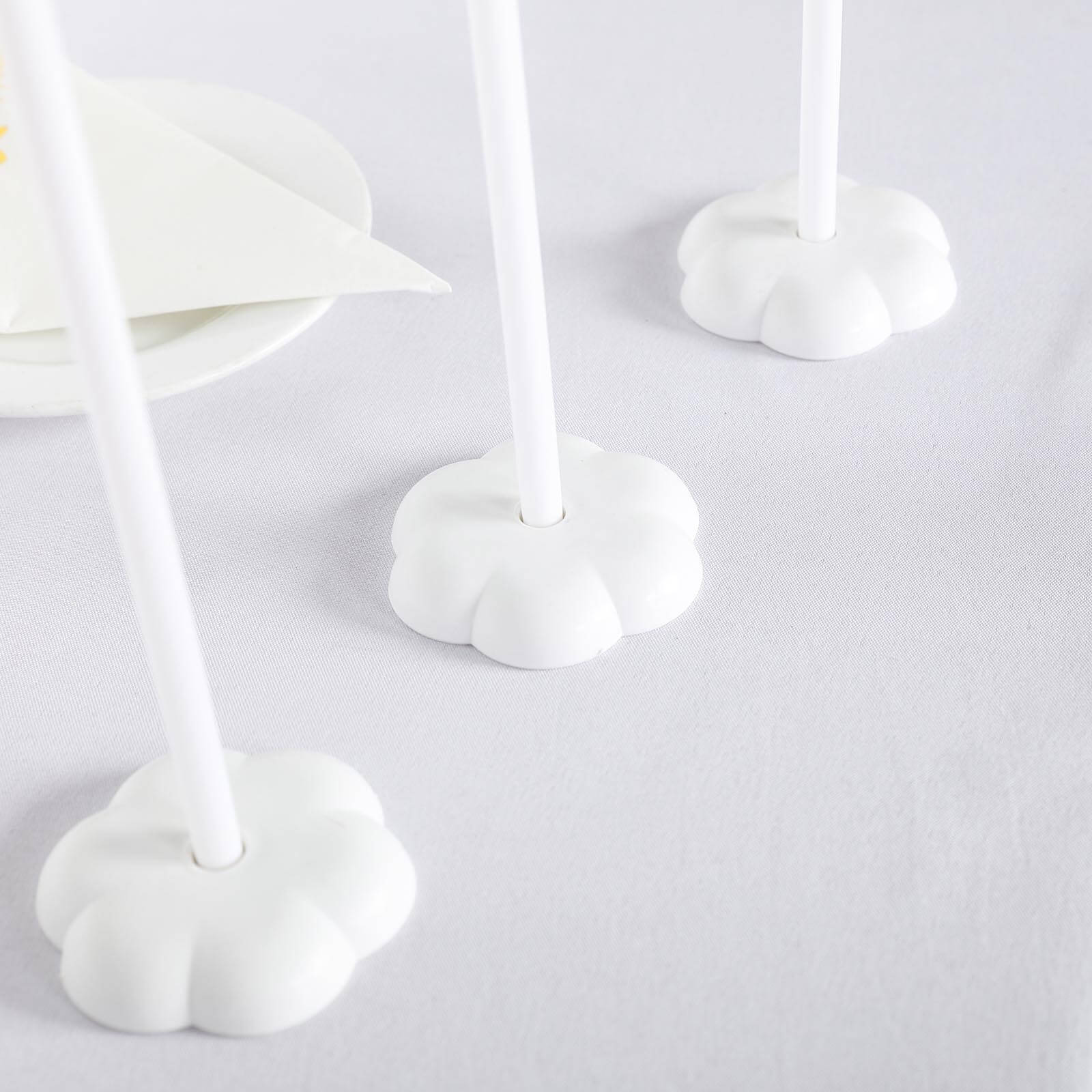 5 Pack White Balloon Centerpieces Holder with Floral Base, Table Top Balloon Stand Stick Kit - 17