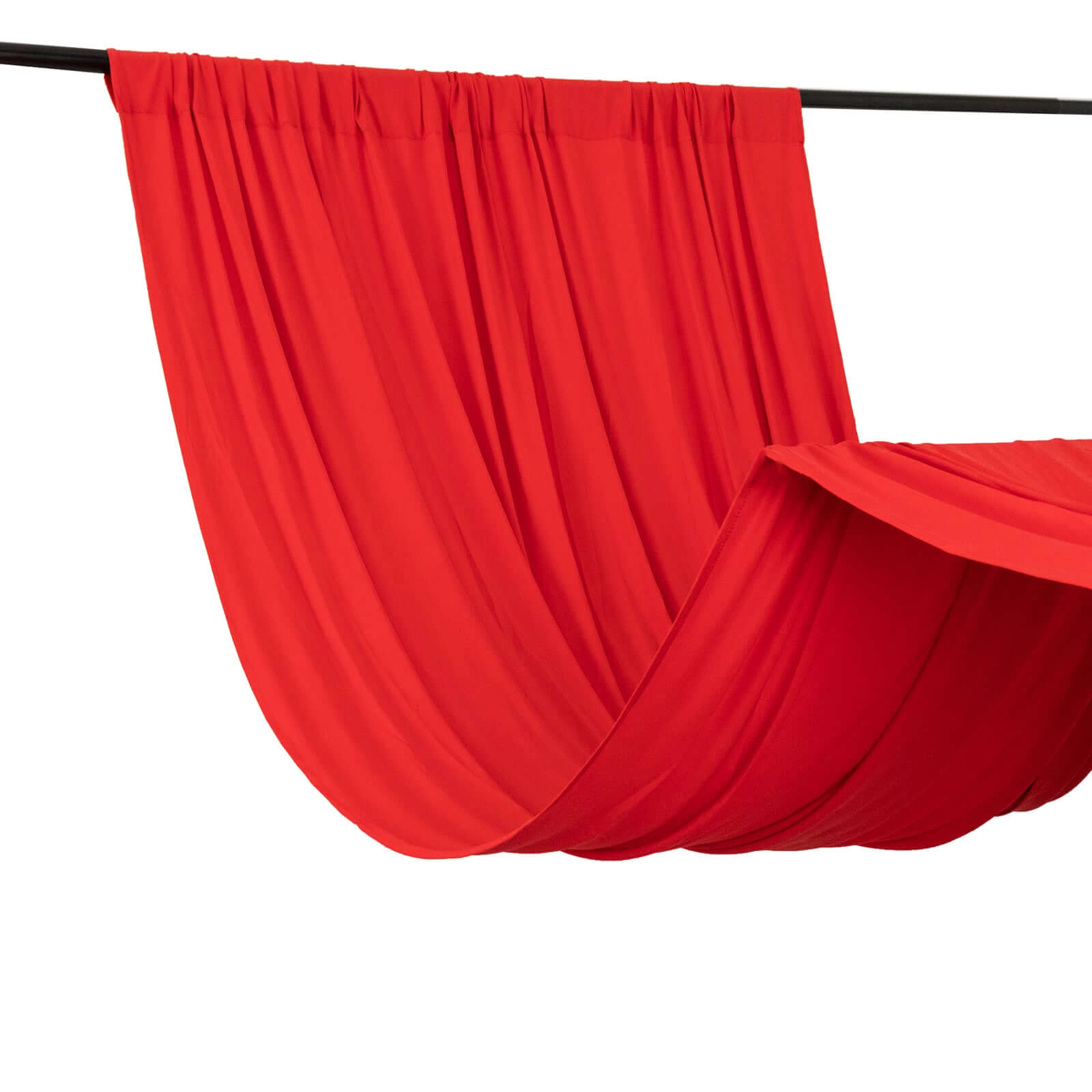 Red 4-Way Stretch Spandex Event Curtain Drapes, Wrinkle Free Backdrop Event Panel with Rod Pockets - 5ftx10ft