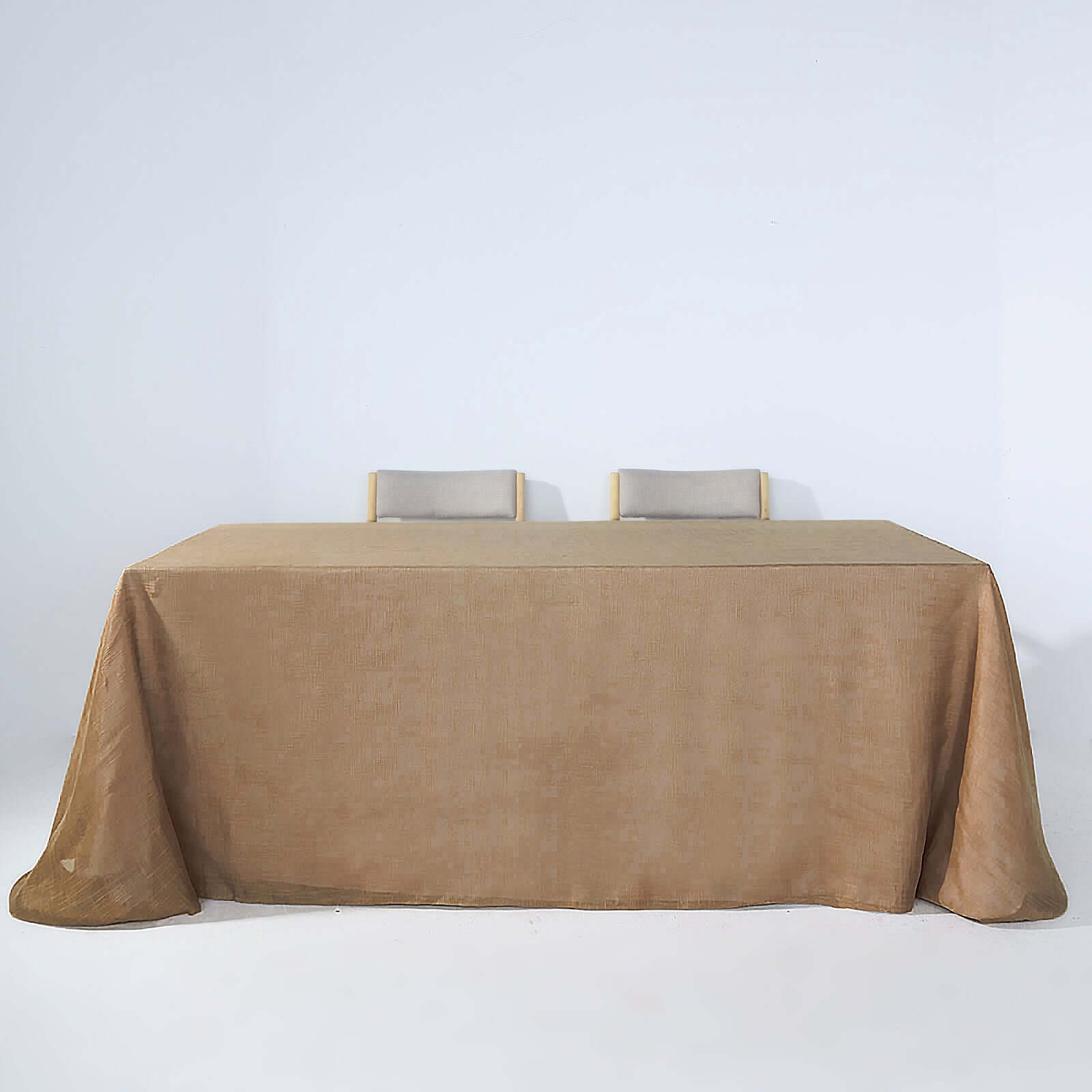 Faux Linen 90x132 Rectangular Tablecloth Natural - Slubby Texture Wrinkle-Resistant Seamless Table Cover