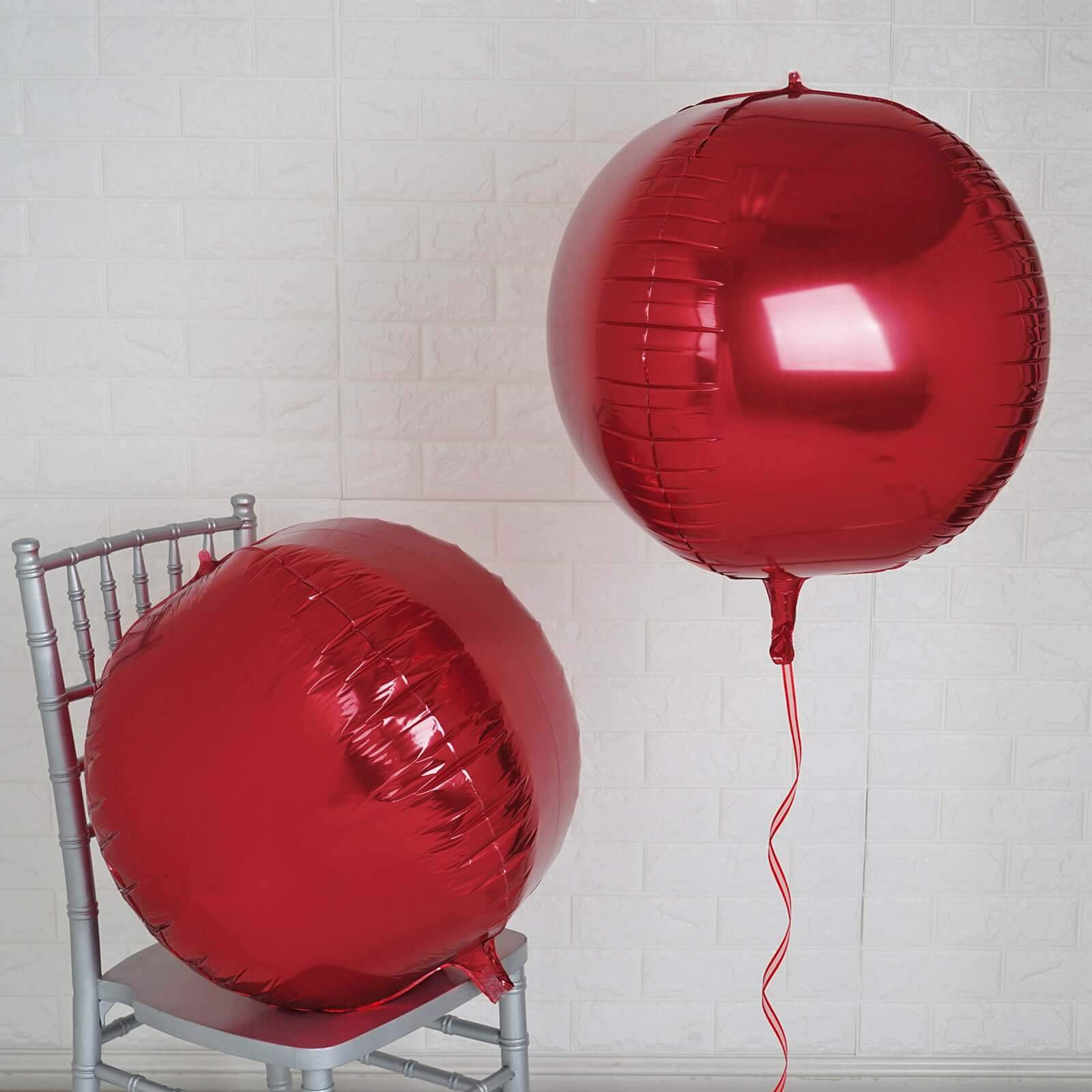 2 Pack 18 4D Burgundy Sphere Mylar Foil Helium or Air Balloons