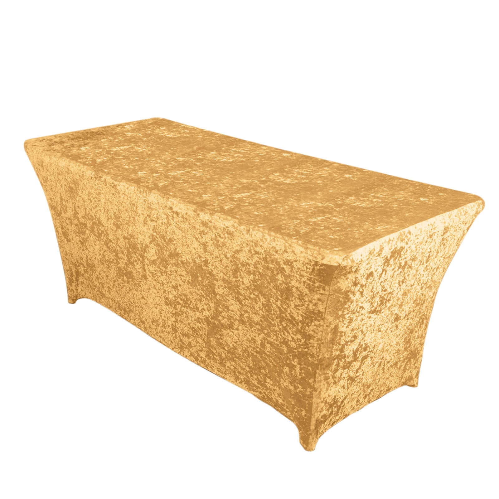 Crushed Velvet Fitted Rectangular 6ft Table Cover Champagne - Wrinkle-Free Stretchy Tablecloth