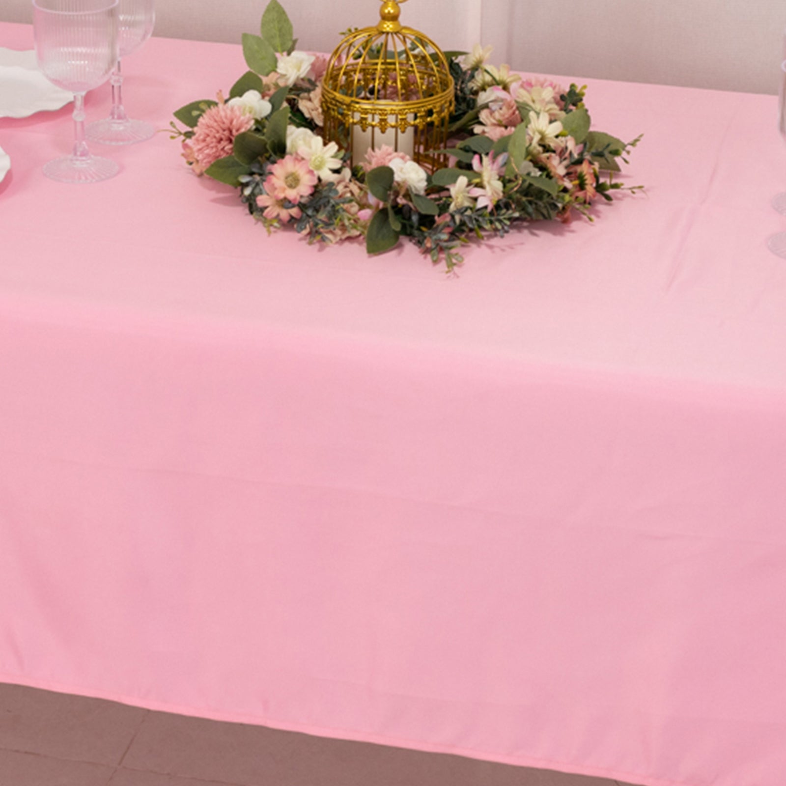 Lamour Satin 60x102 Rectangle Tablecloth Pink - Durable & Silky Soft Feel Table Cover