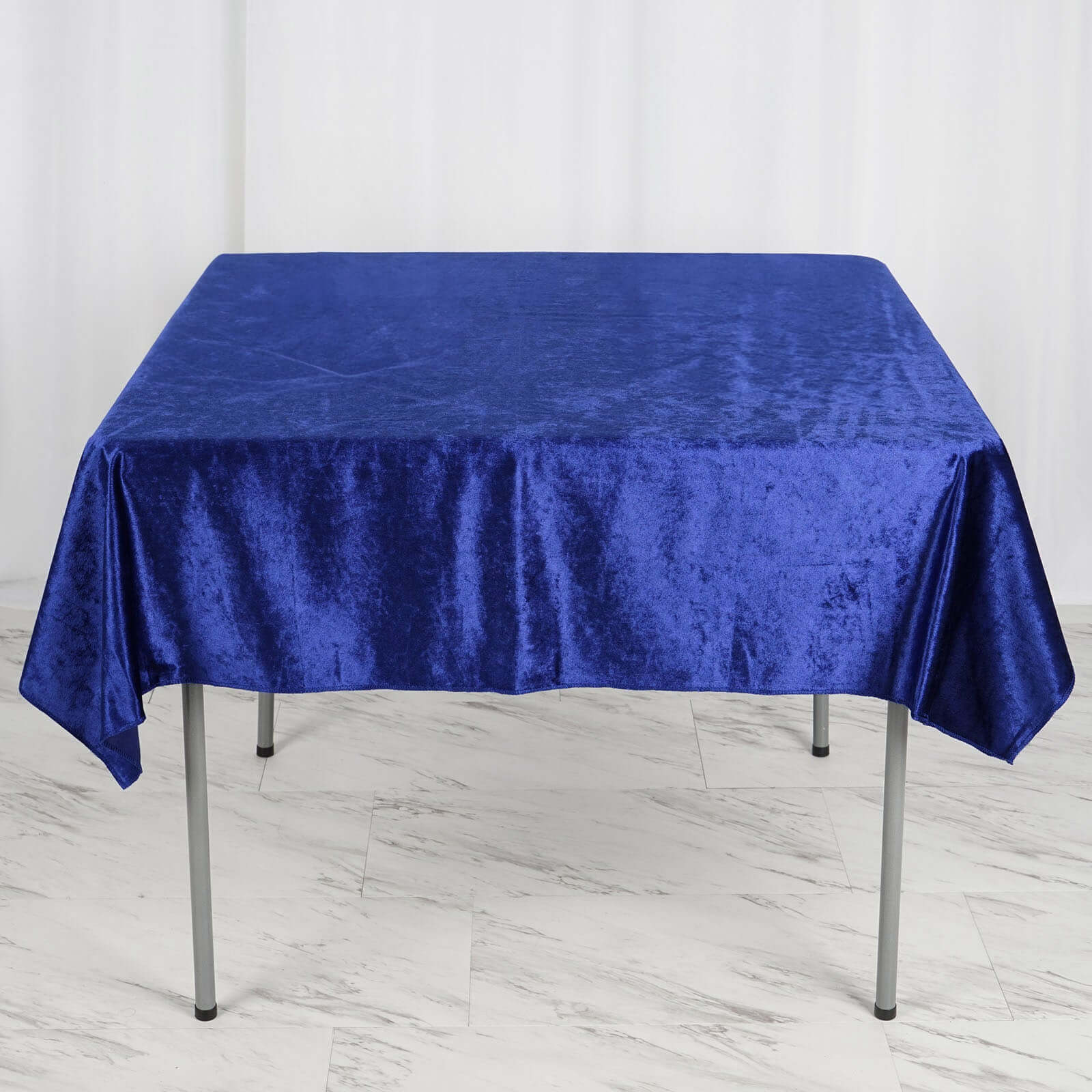 54x54 Royal Blue Seamless Premium Velvet Square Tablecloth, Reusable Linen