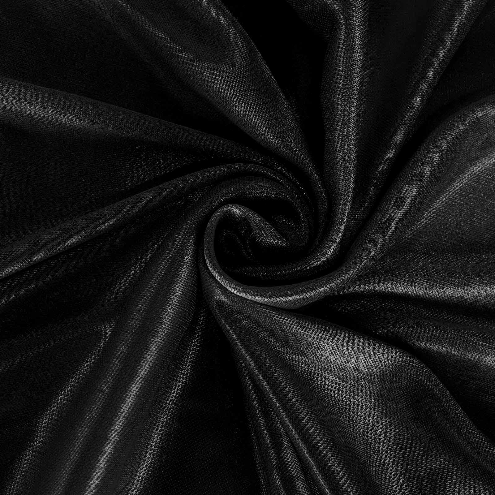 Satin 14ft Table Skirt Black Pleated Double Drape Design - Soft & Graceful for Events