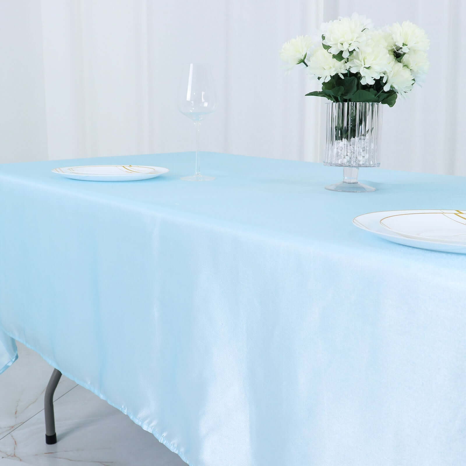 Satin Rectangular 60x102 Tablecloth Light Blue - Smooth and Lustrous Table Cover