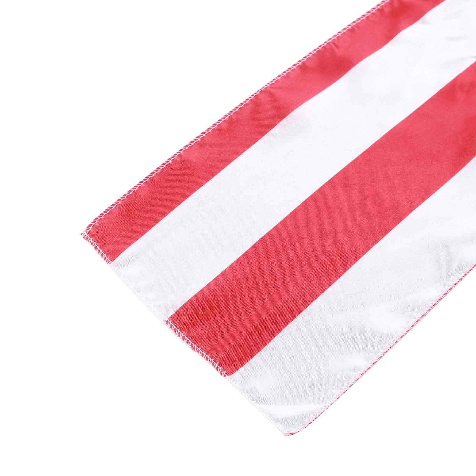 5 Pack Satin 6x108 Chair Sashes Red/White Stripes - Sophisticated Decor for Weddings & Gatherings