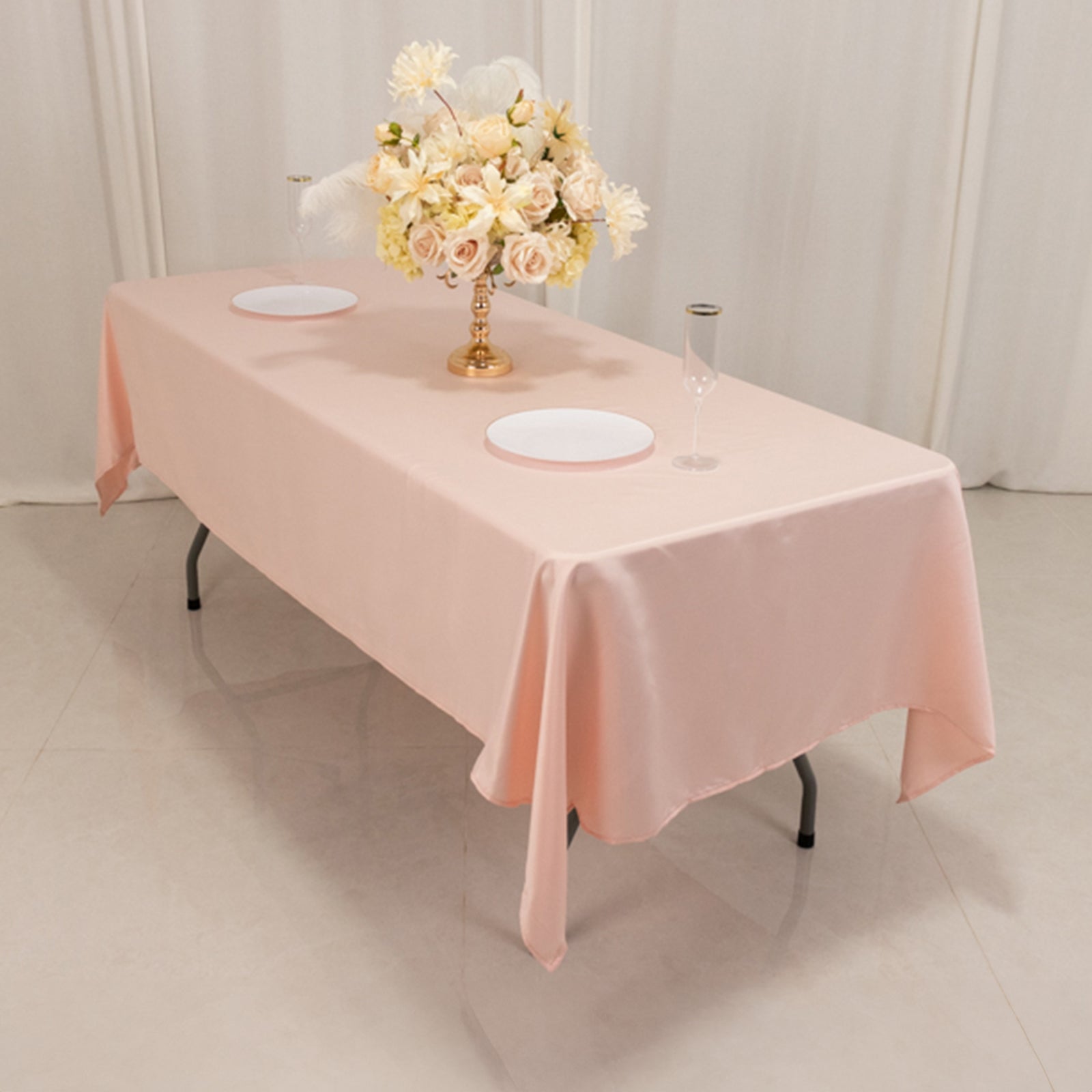 Lamour Satin 60x102 Rectangle Tablecloth Blush - Durable & Silky Soft Feel Table Cover