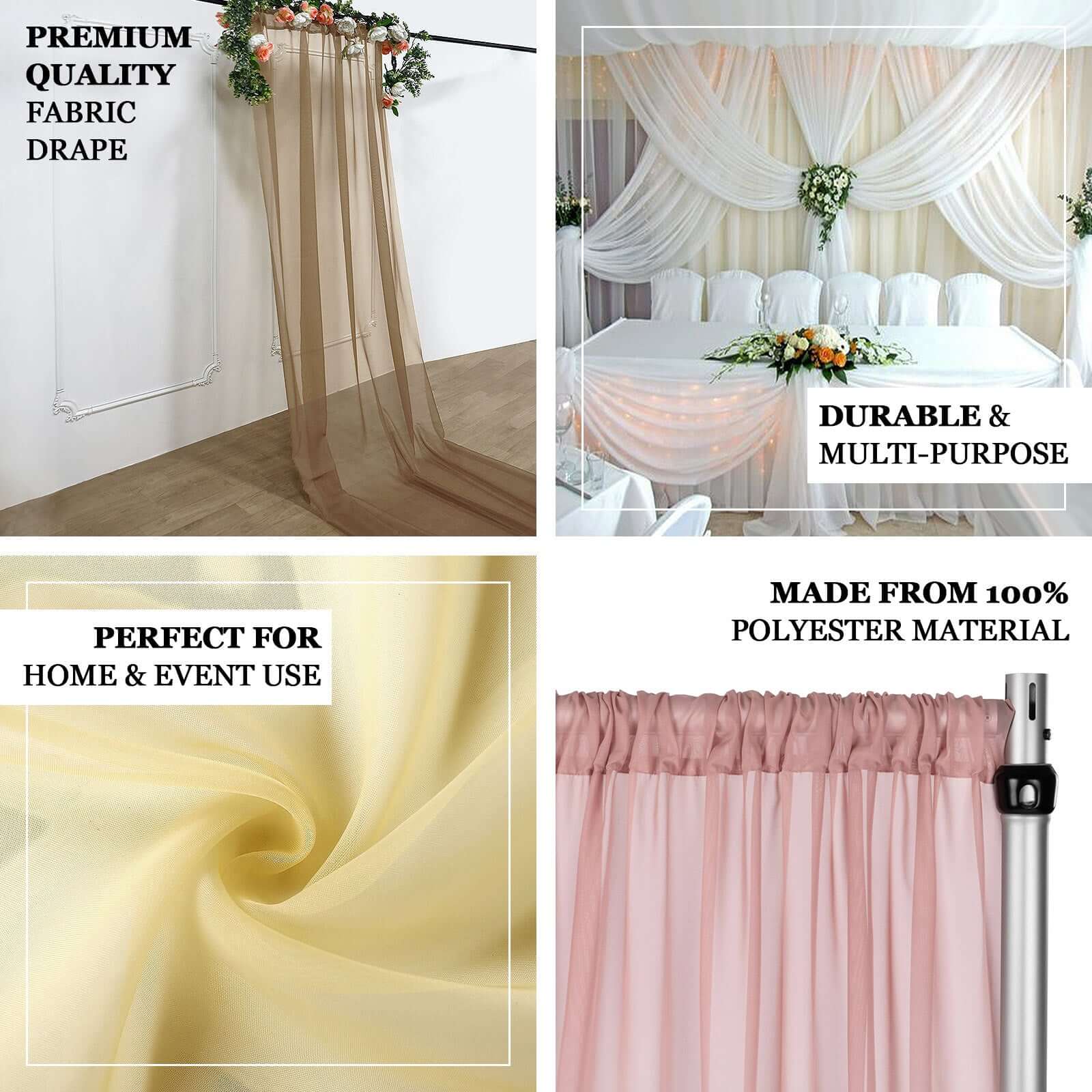 5ftx14ft Premium Sage Green Chiffon Curtain Panel, Durable Flame Resistant Backdrop Ceiling Drapery With Rod Pocket