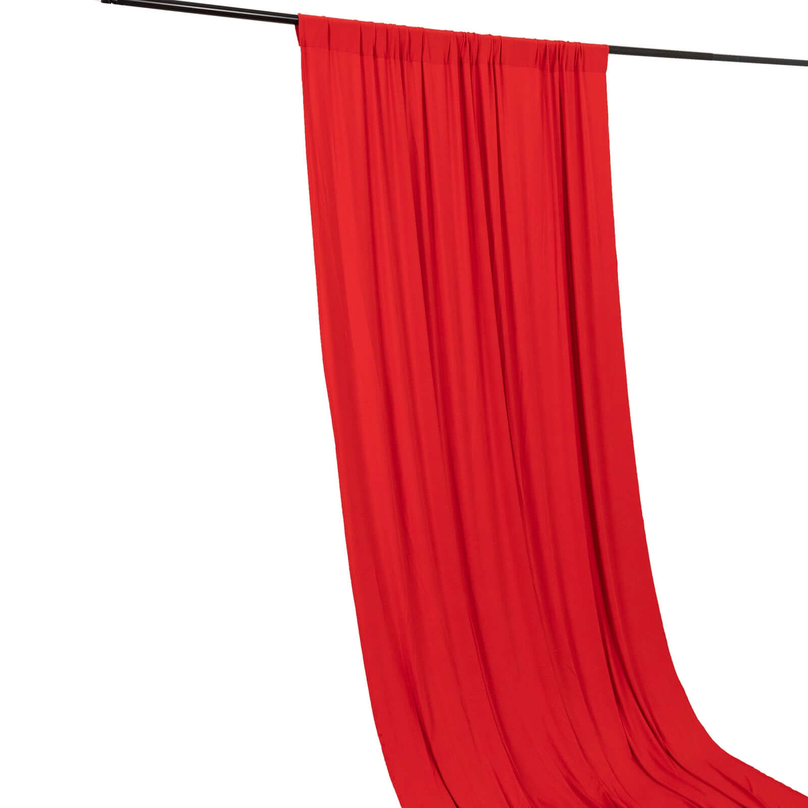 Red 4-Way Stretch Spandex Event Curtain Drapes, Wrinkle Free Backdrop Event Panel with Rod Pockets - 5ftx14ft