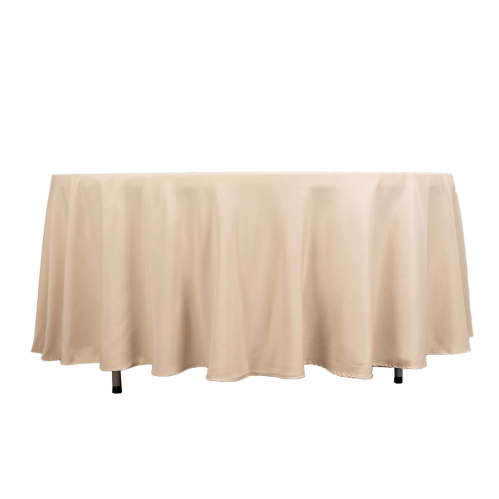 Premium Polyester 108 Round Tablecloth Beige - Wrinkle-Resistant 220GSM Table Cover