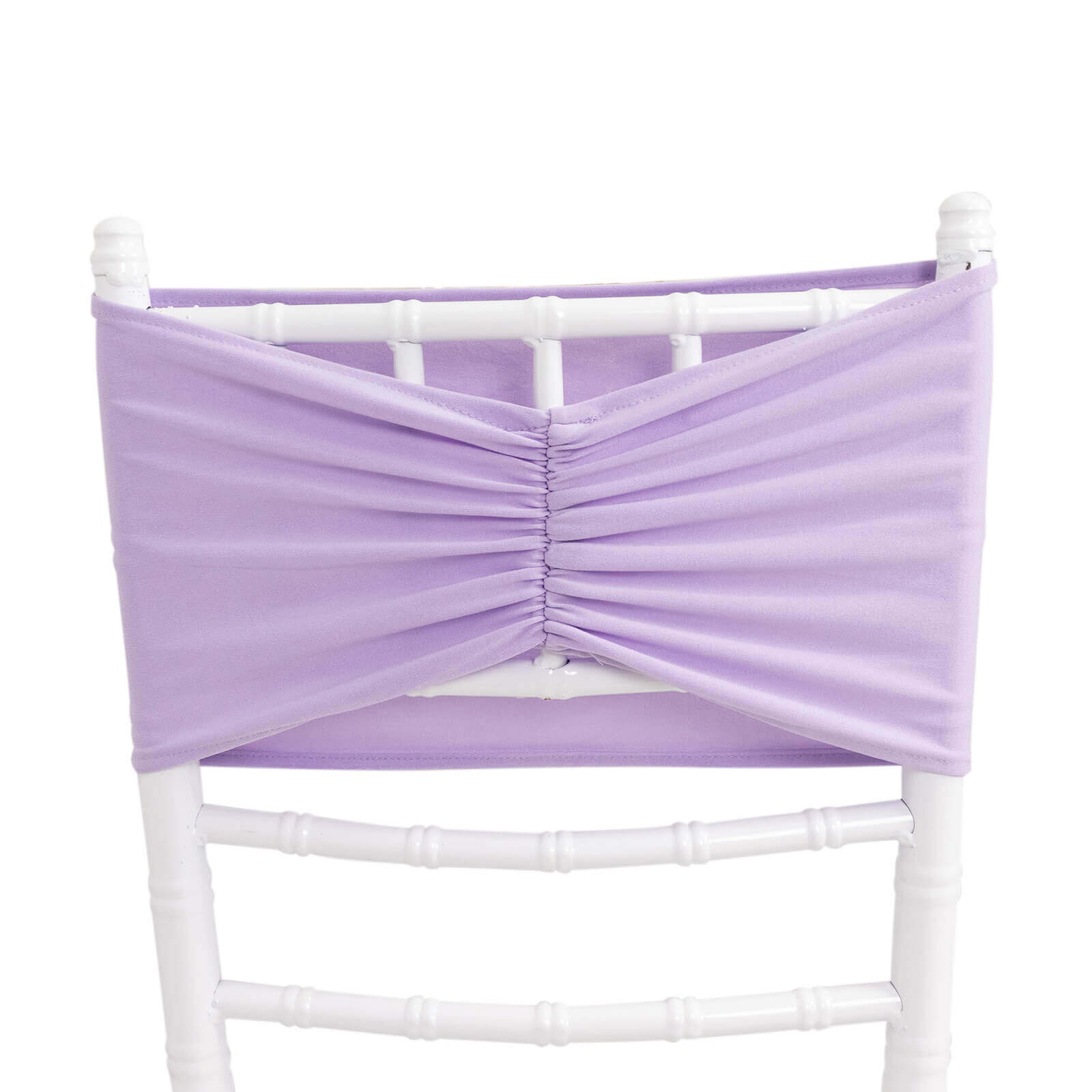 5 Pack Spandex Chair Sashes Lavender Lilac Ruffled Style - Wide Easy to Use Stretch Chair Bands 8x13