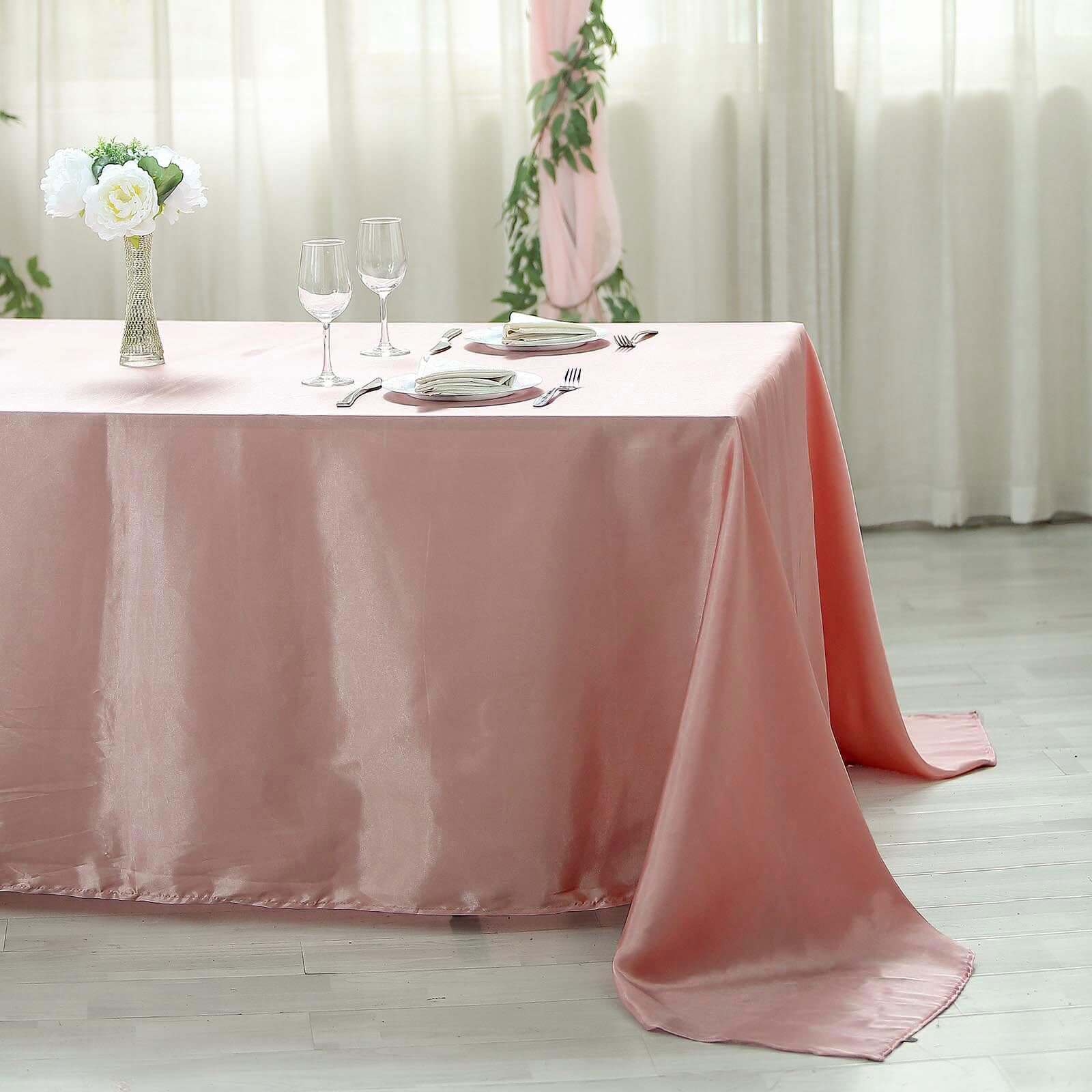 Satin Rectangular 90x156 Tablecloth Dusty Rose - Seamless Table Cover