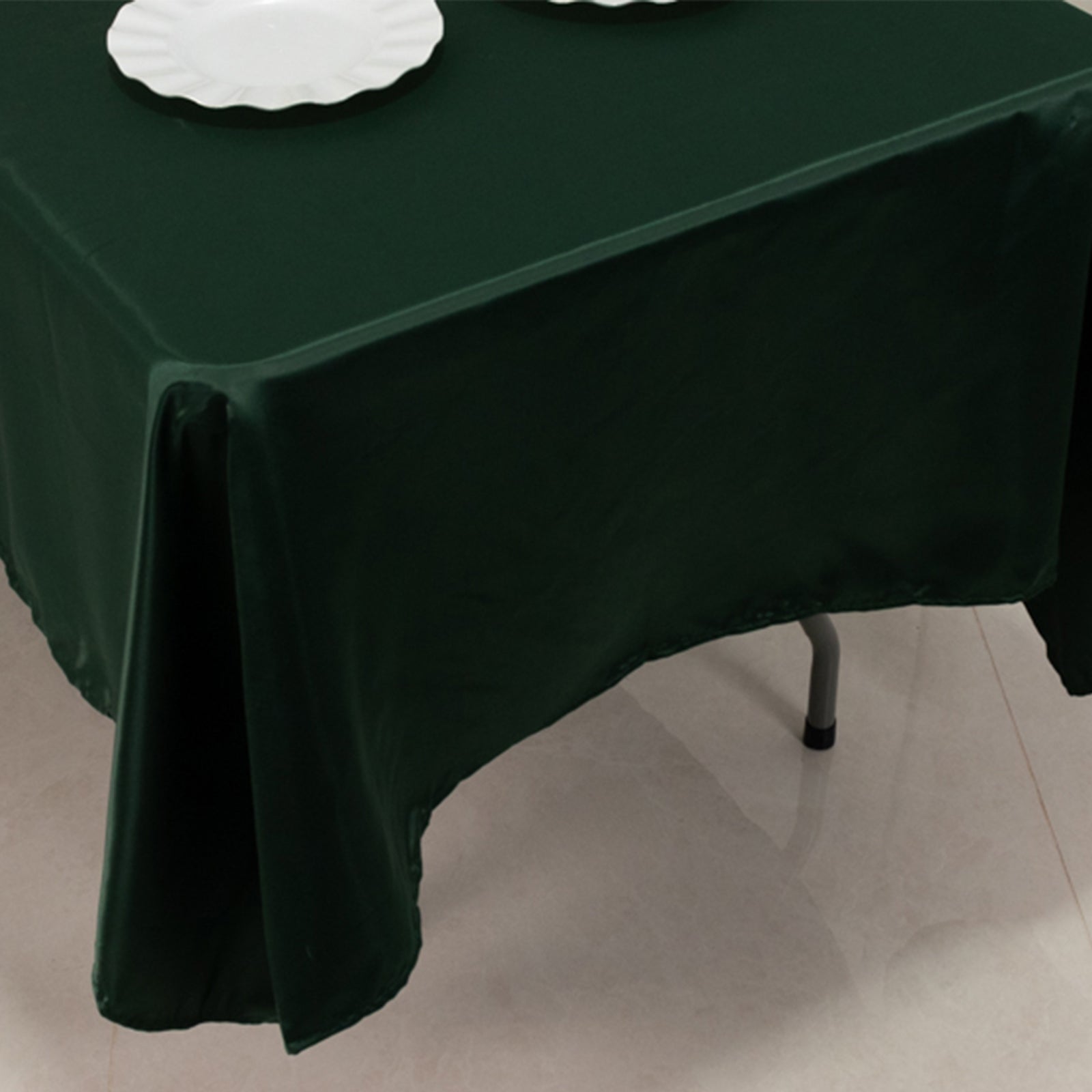 Lamour Satin 60x102 Rectangle Tablecloth Hunter Emerald Green - Durable & Silky Soft Feel Table