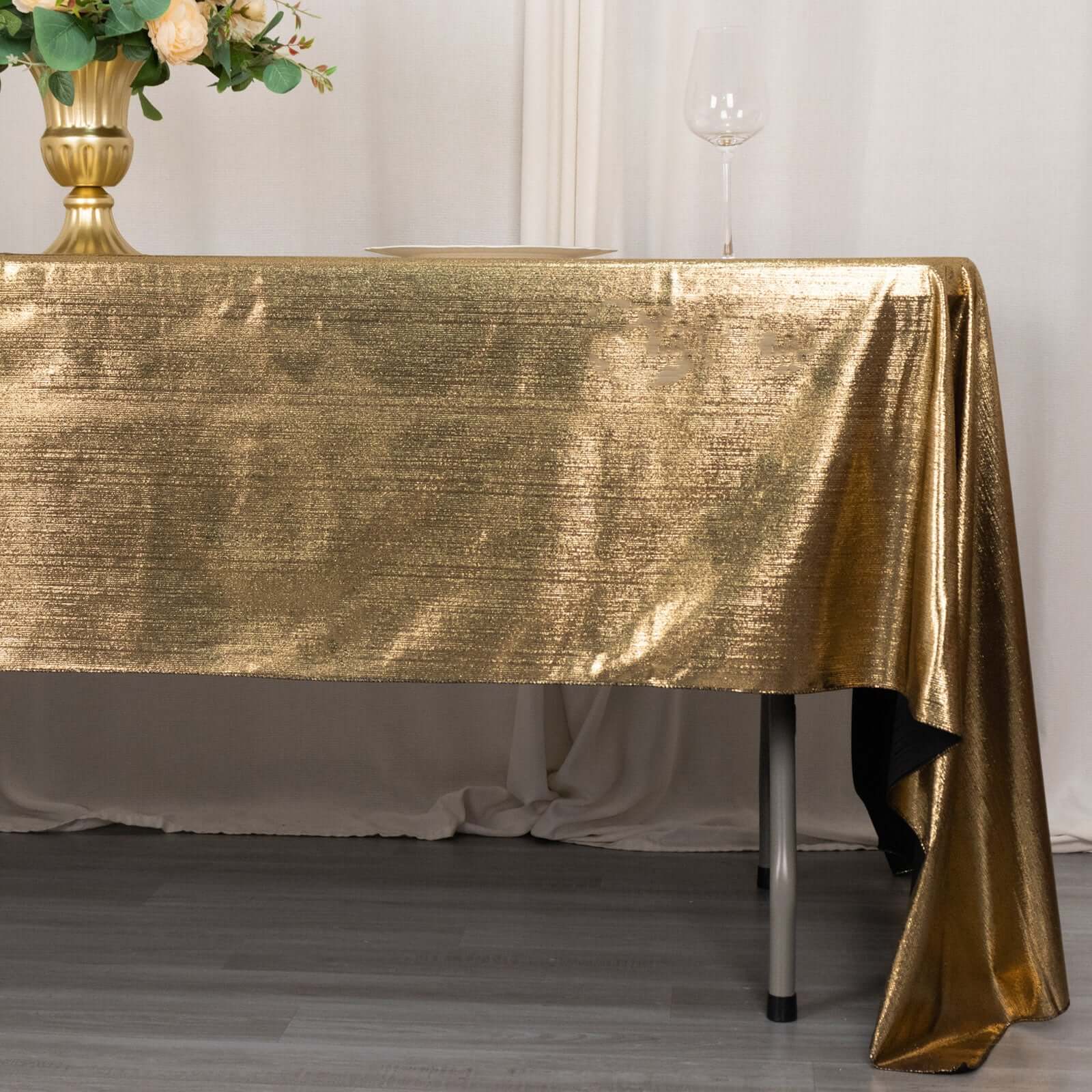 Sequin Dots Polyester 60x126 Rectangle Tablecloth Shimmering Antique Gold - Wrinkle Free & Sparkling Table Cover