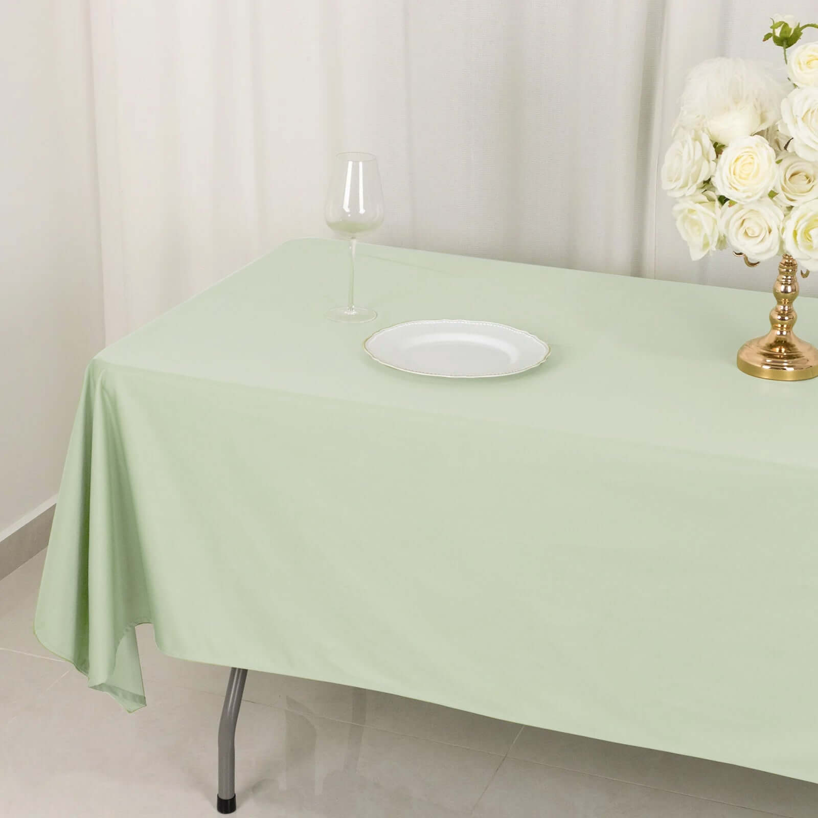 Premium Scuba Rectangular 60x102 Tablecloth Sage Green - Wrinkle Free & Stain Resistant Table Cover