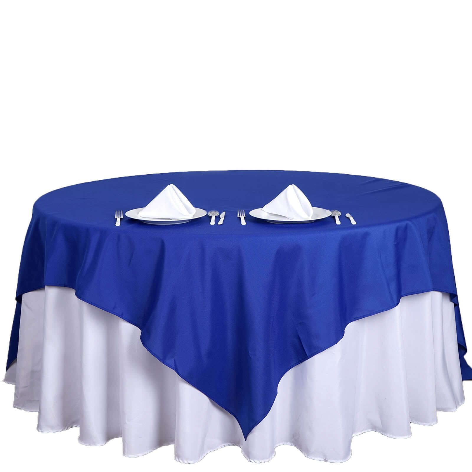 Polyester 70x70 Table Overlay Square Tablecloth Royal Blue - Wrinkle-Resistant & Durable Table Cover