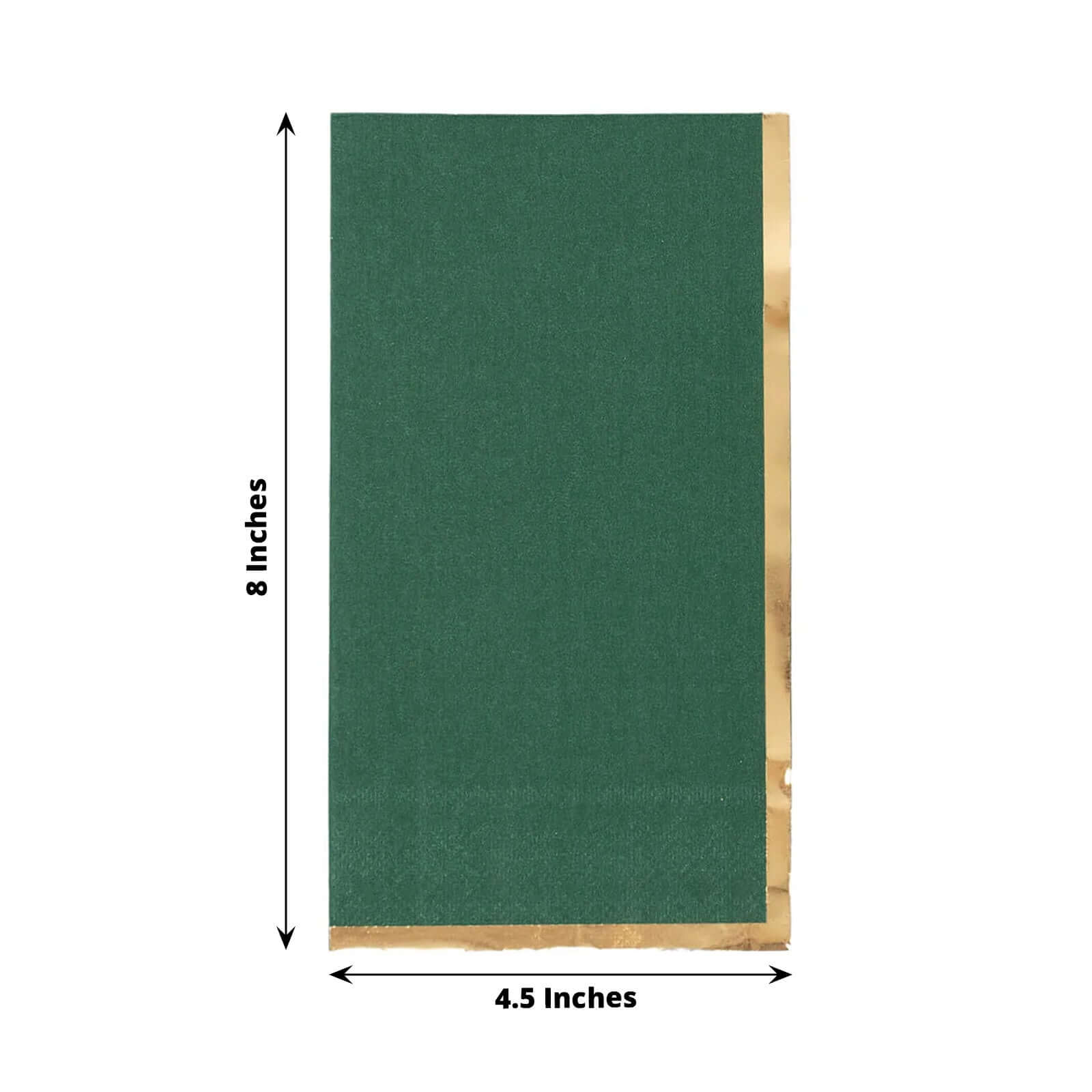 50-Pack Paper Dinner Napkins Hunter Emerald Green with Gold Foil Edge 2 Ply - Stylish Disposable Napkins