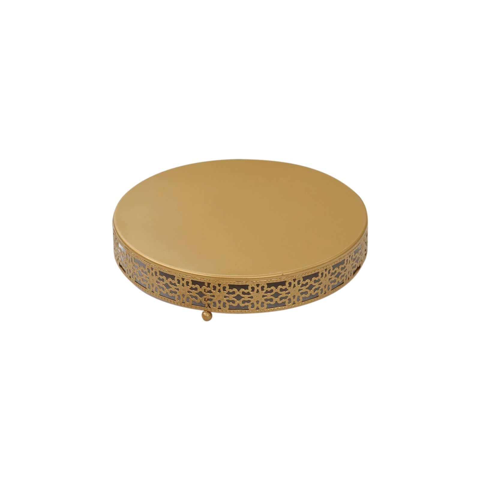 Metal Pedestal Cake Stand Fleur De Lis Round Design Gold - Cupcake Dessert Display Table Centerpiece 12