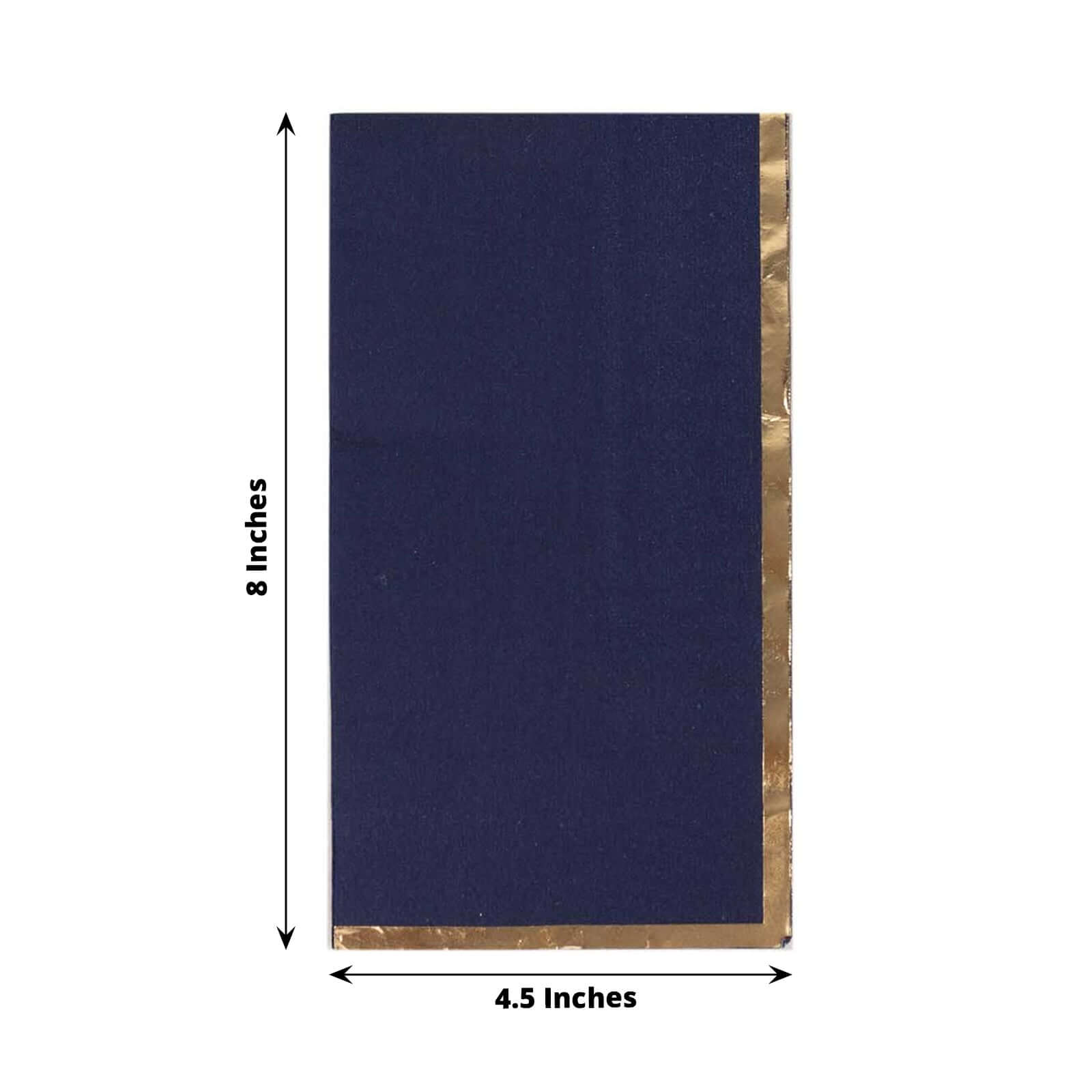 50-Pack Paper Dinner Napkins Navy Blue with Gold Foil Edge 2 Ply - Stylish Disposable Napkins