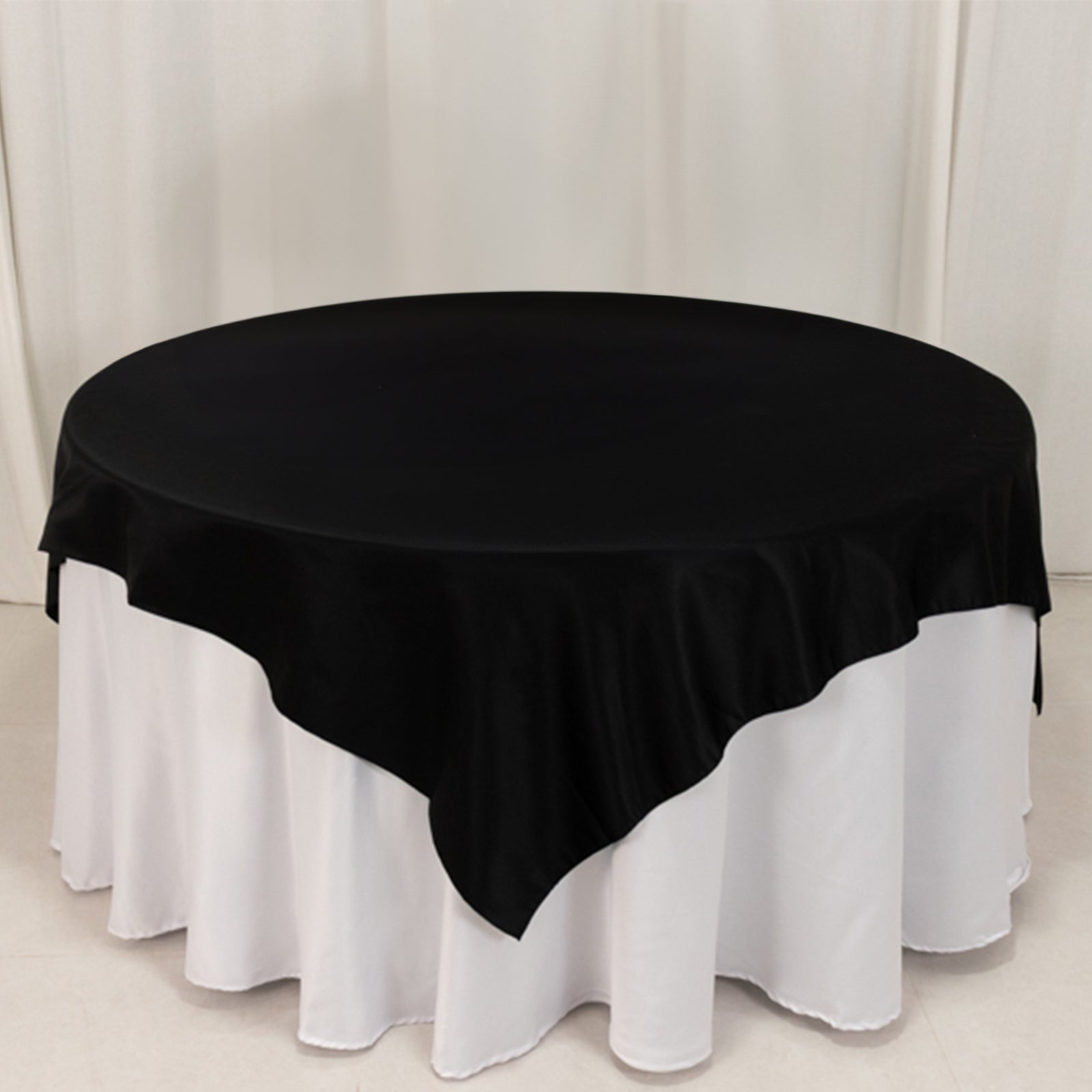 Lamour Satin 72x72 Table Overlay Square Tablecloth Black - Smooth Finish for Luxurious Events