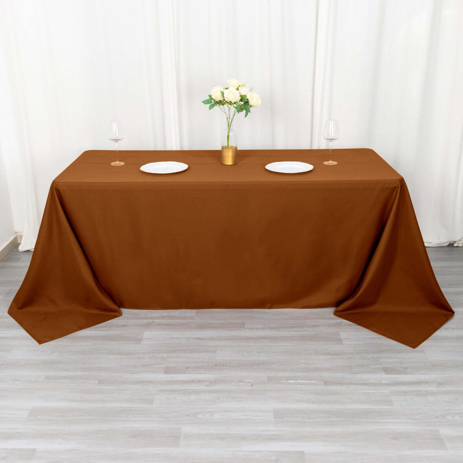 Polyester 72x120 Rectangle Tablecloth Cinnamon Brown - Durable and Stylish Table Cover