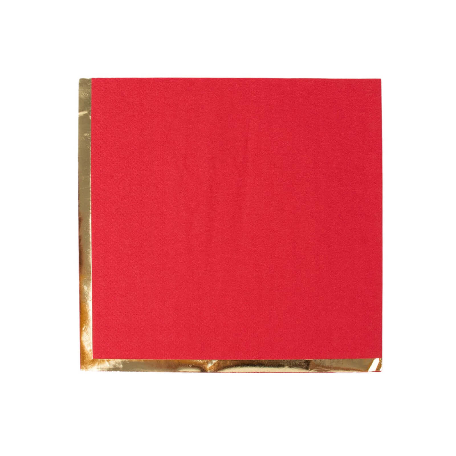 50-Pack Paper Beverage Napkins with Gold Foil Edge Red - Disposable 2 Ply Cocktail Napkins for Events 6.5x6.5