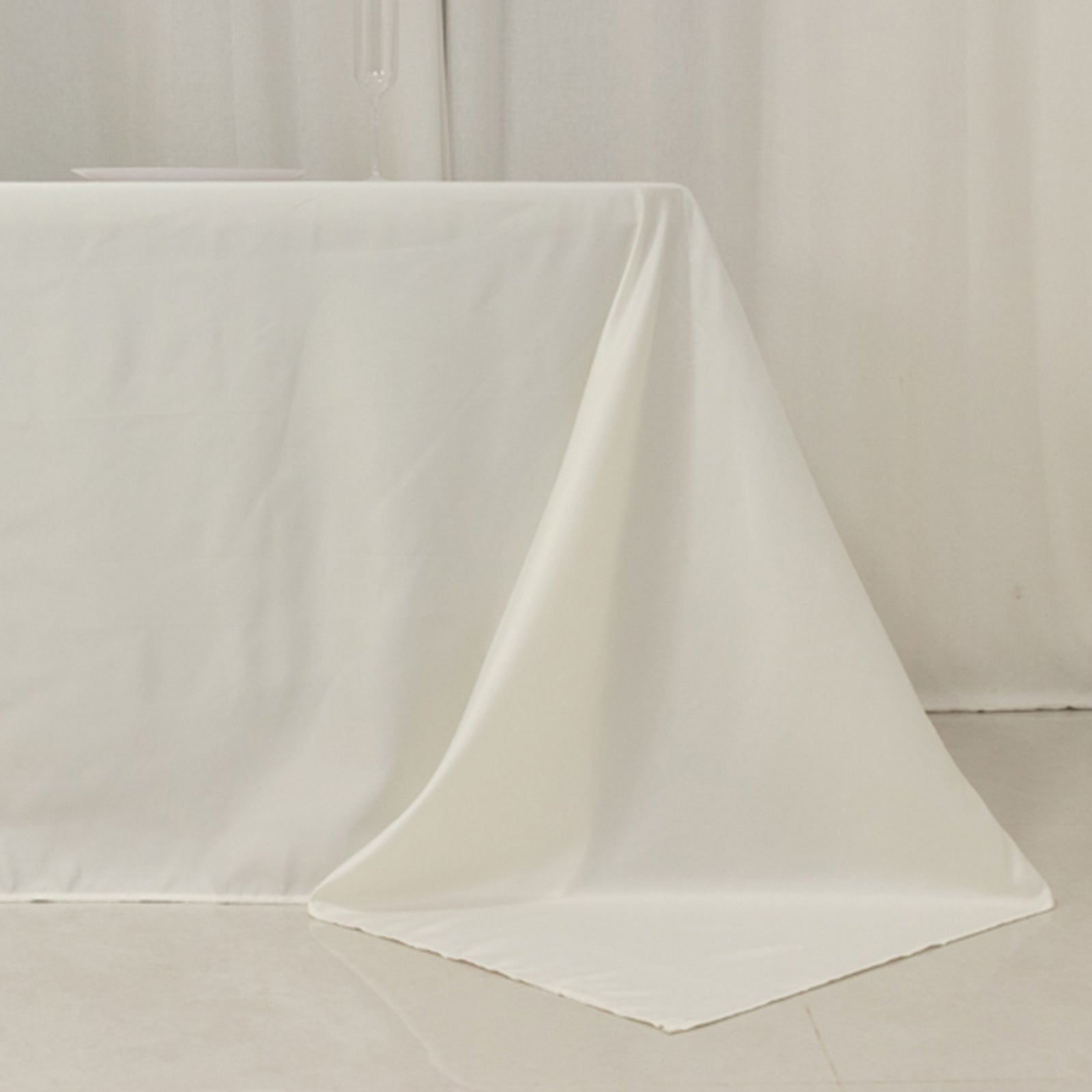 Lamour Satin 90x156 Rectangle Tablecloth Ivory - Luxurious, Soft Seamless Table Cover