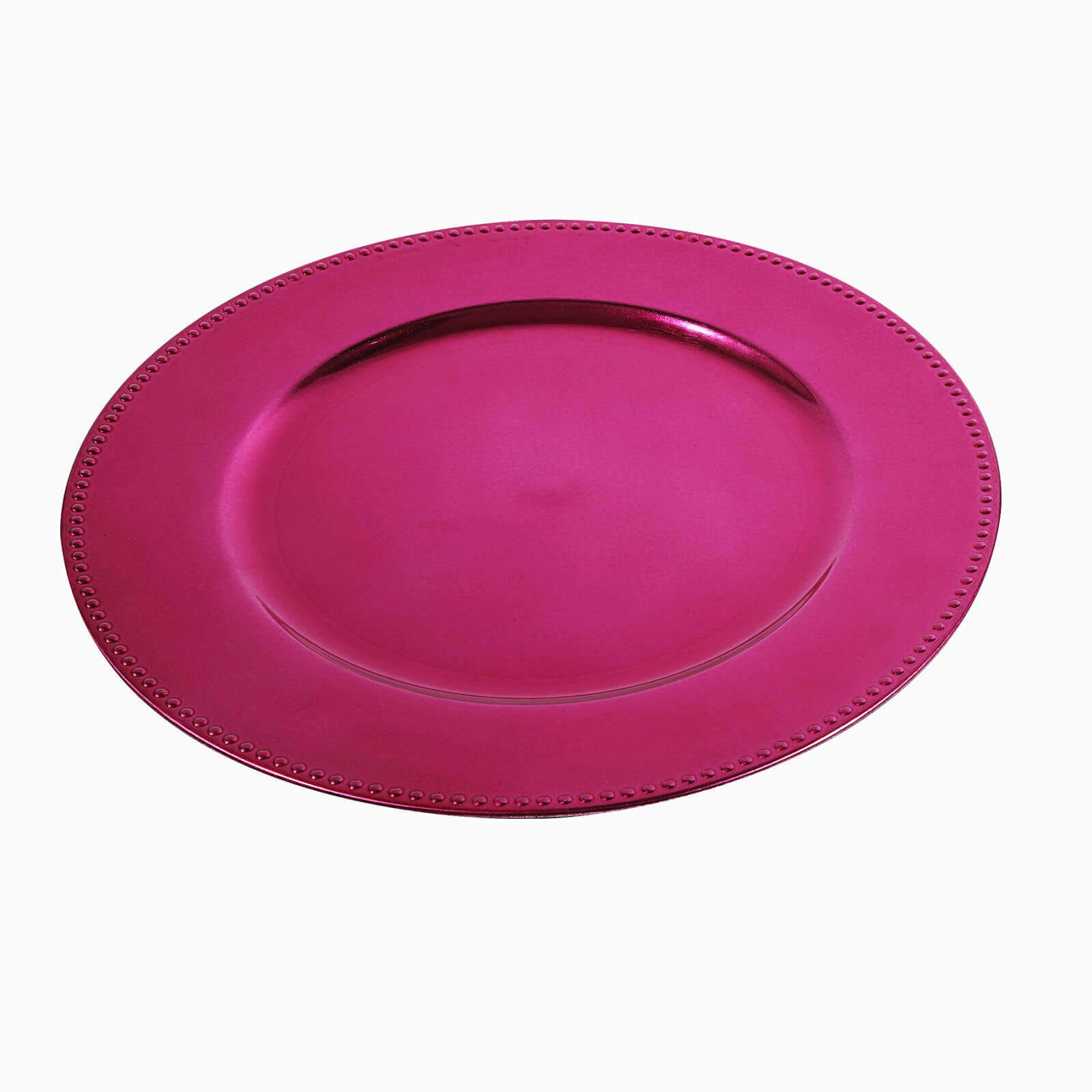 6-Pack Acrylic Round Charger Plates 13 in Hot Pink with Beaded Rim, Dinner Charger Event Tabletop Decor