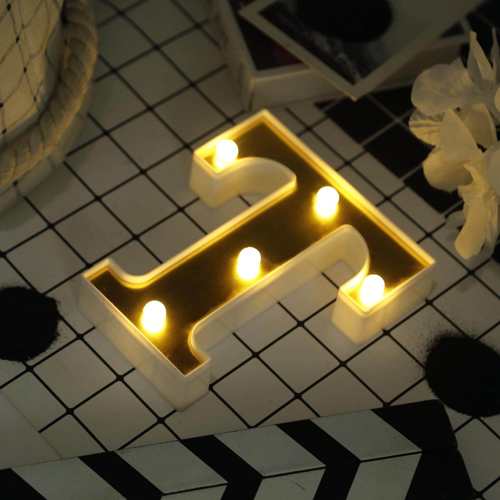 3D Marquee Letter T Warm White 5 LED Lights Gold - Chic Light-Up Decor for Events 6