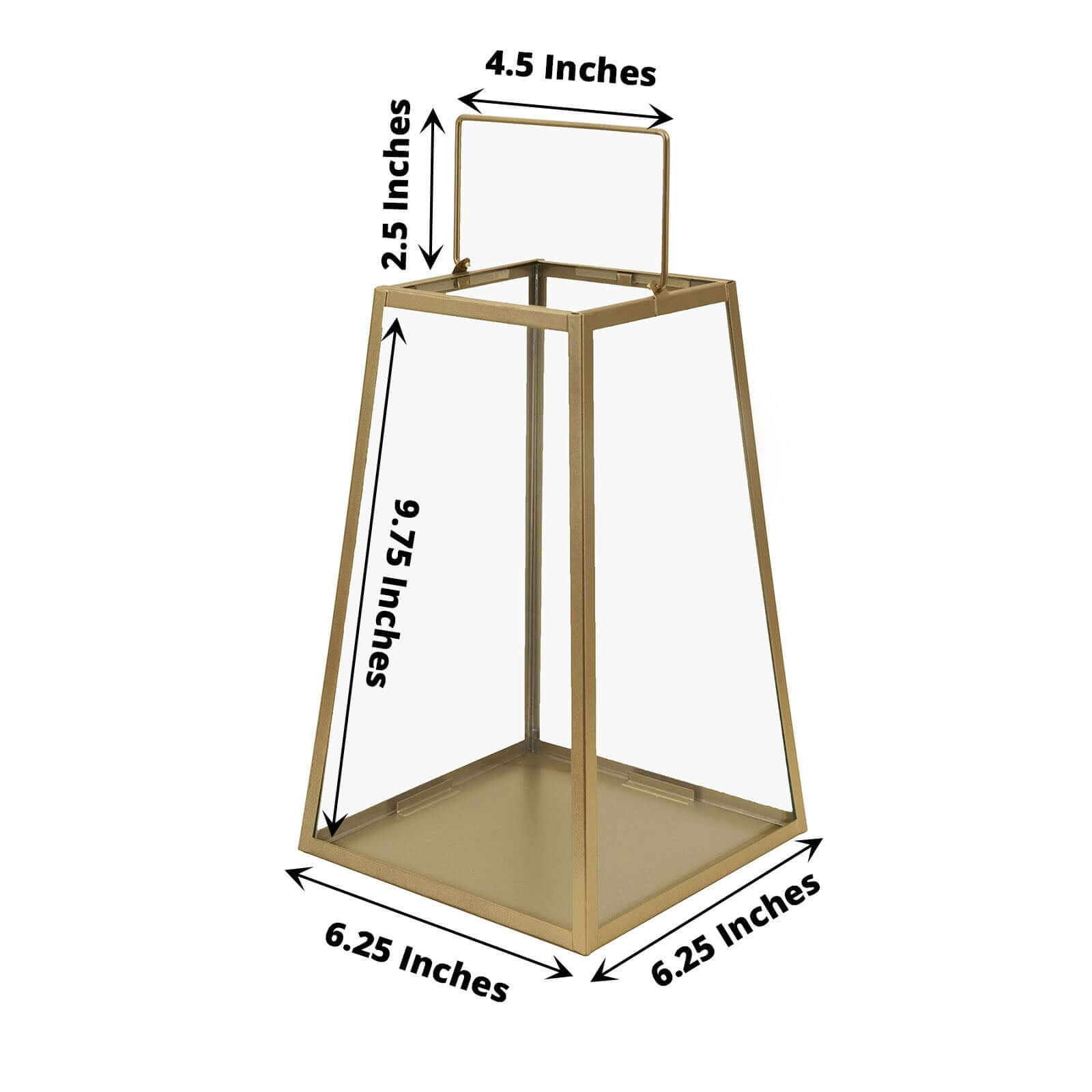 Metal Candle Lantern Trapezoid Geometric Design Gold - Hanging Terrarium Table Centerpiece for Indoor/Outdoor 10