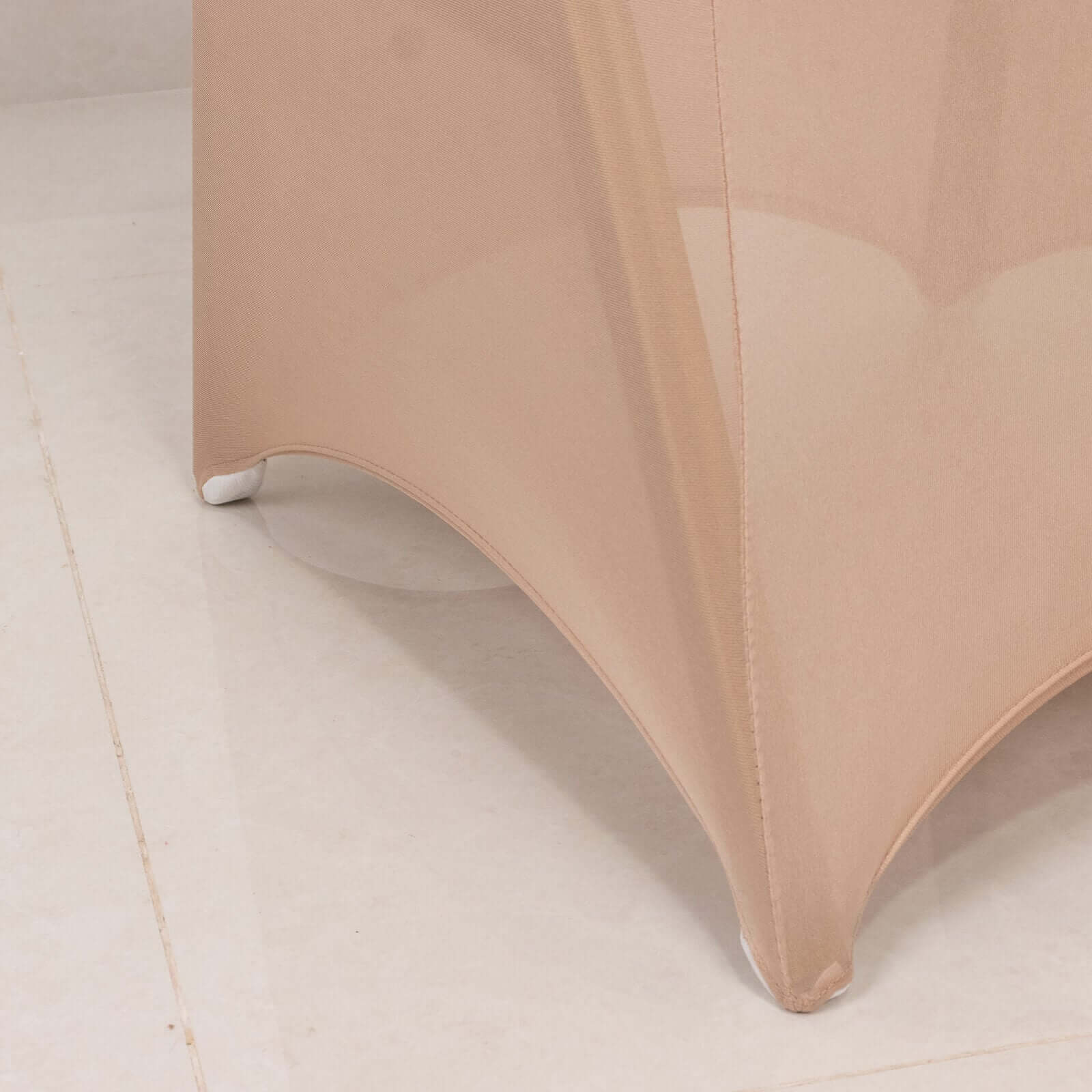 Spandex Chair Cover with Nude Rhinestone Buckled Sash Band Blush - Stretch Fitted Slipcover