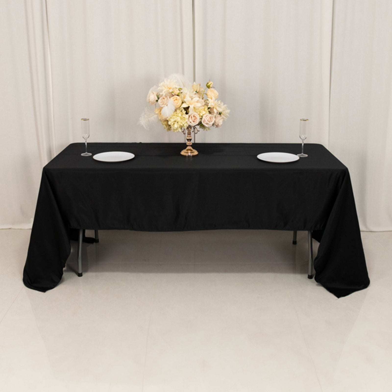 Lamour Satin 60x126 Rectangle Tablecloth Black - Soft & Silk-Like Table Cover for Upscale Dining