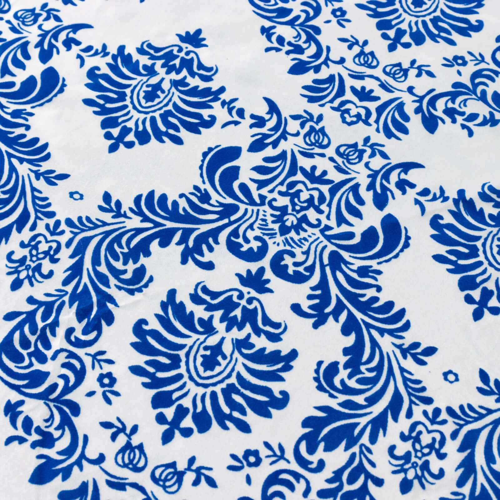 Taffeta 120 Round Tablecloth Royal Blue - Seamless Velvet Flocking Damask Table Cover